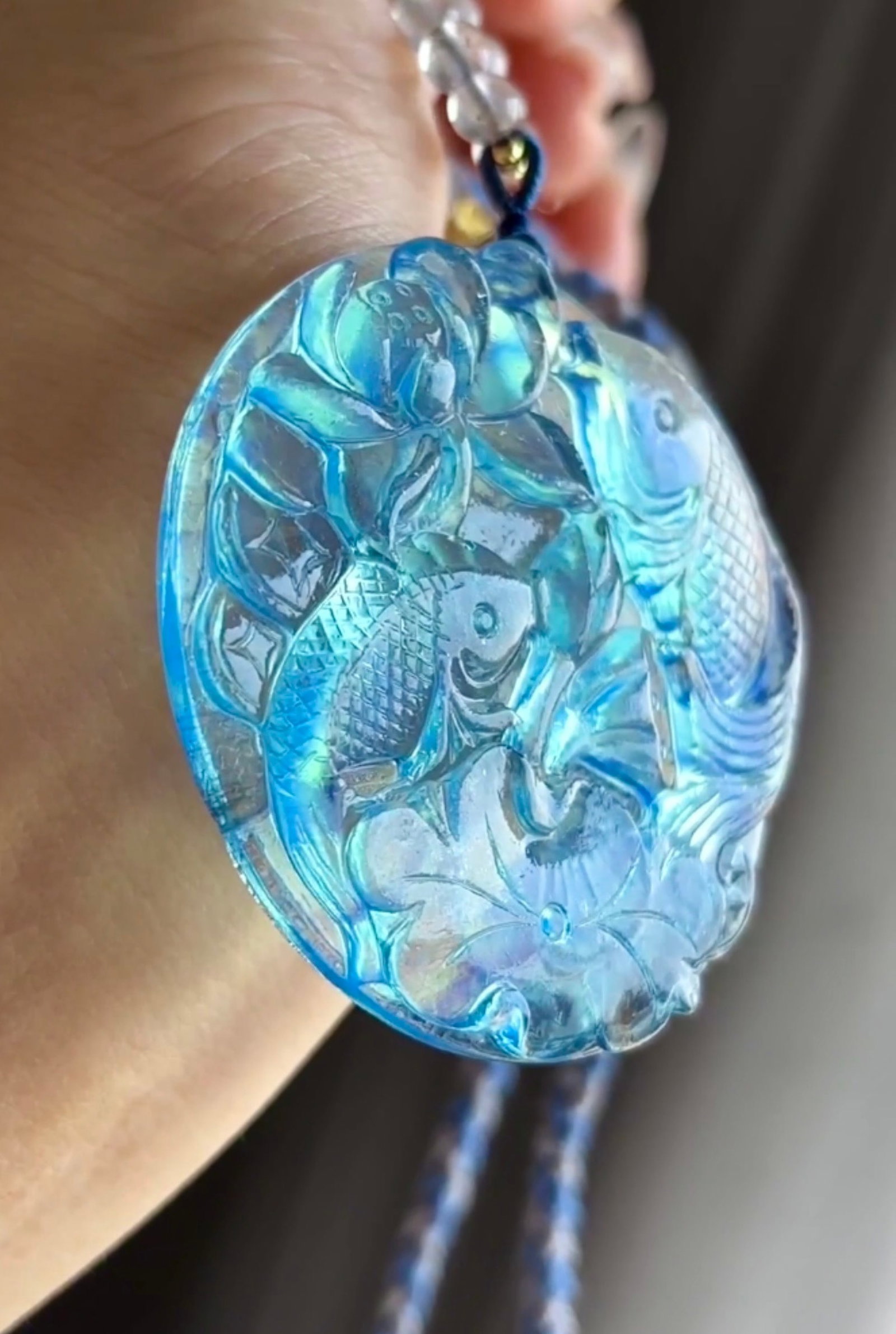 An Exquisite Aquamarine Fish Pattern Pendant - 4