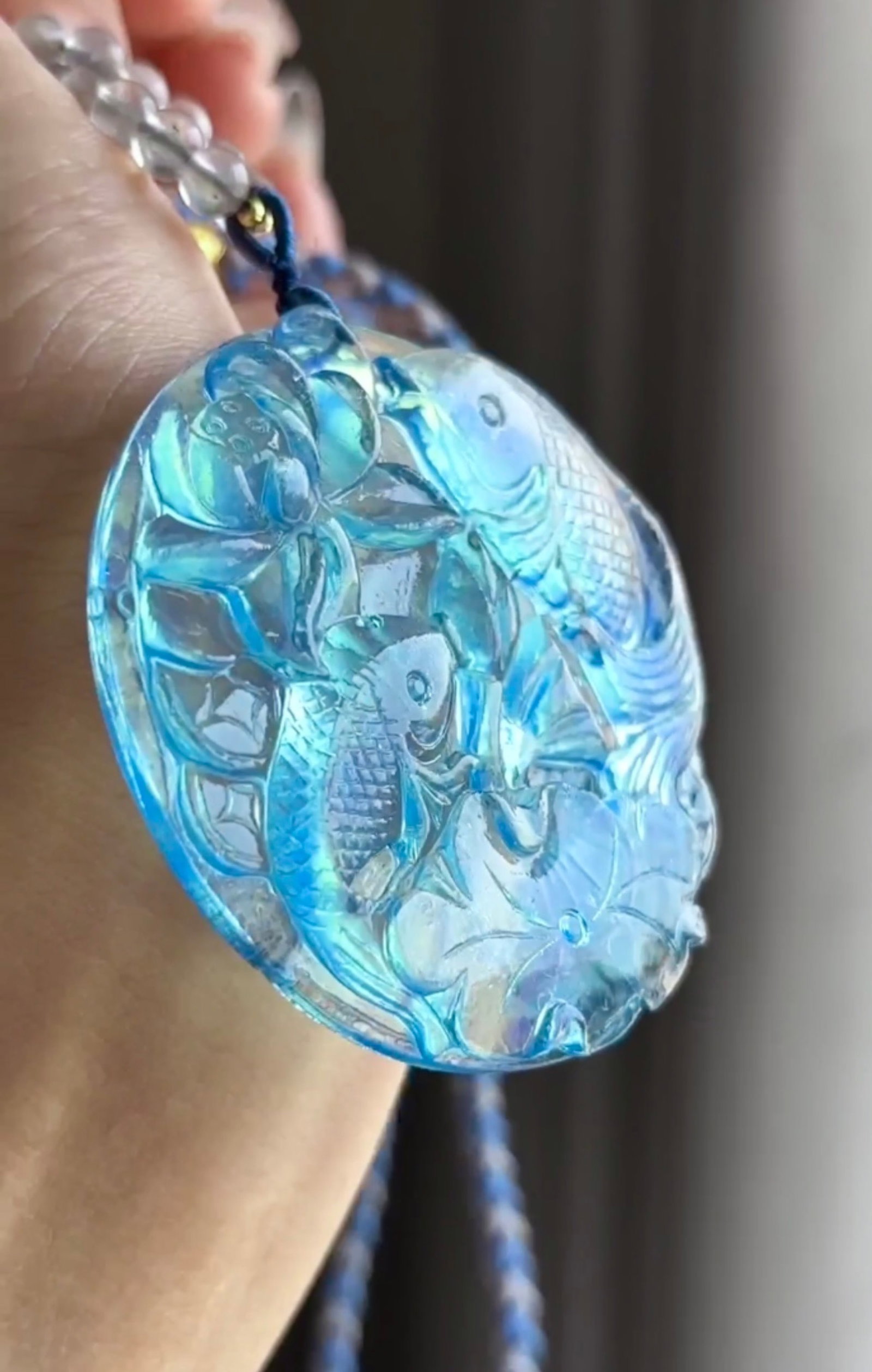 An Exquisite Aquamarine Fish Pattern Pendant - 5