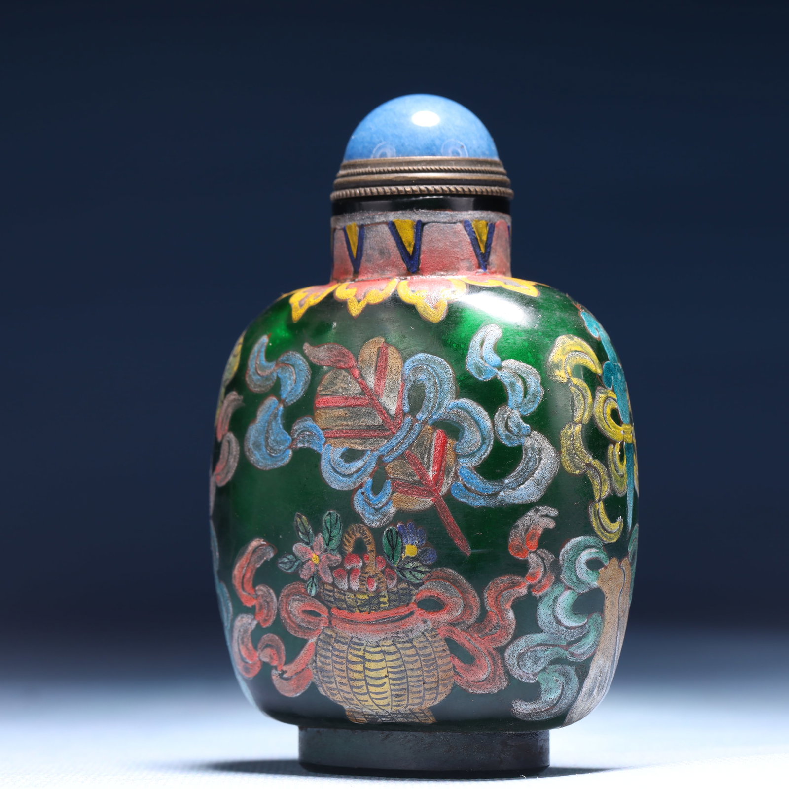 An Exquisite Glass Eight Treasures Pattern Snuff Bottle - 6
