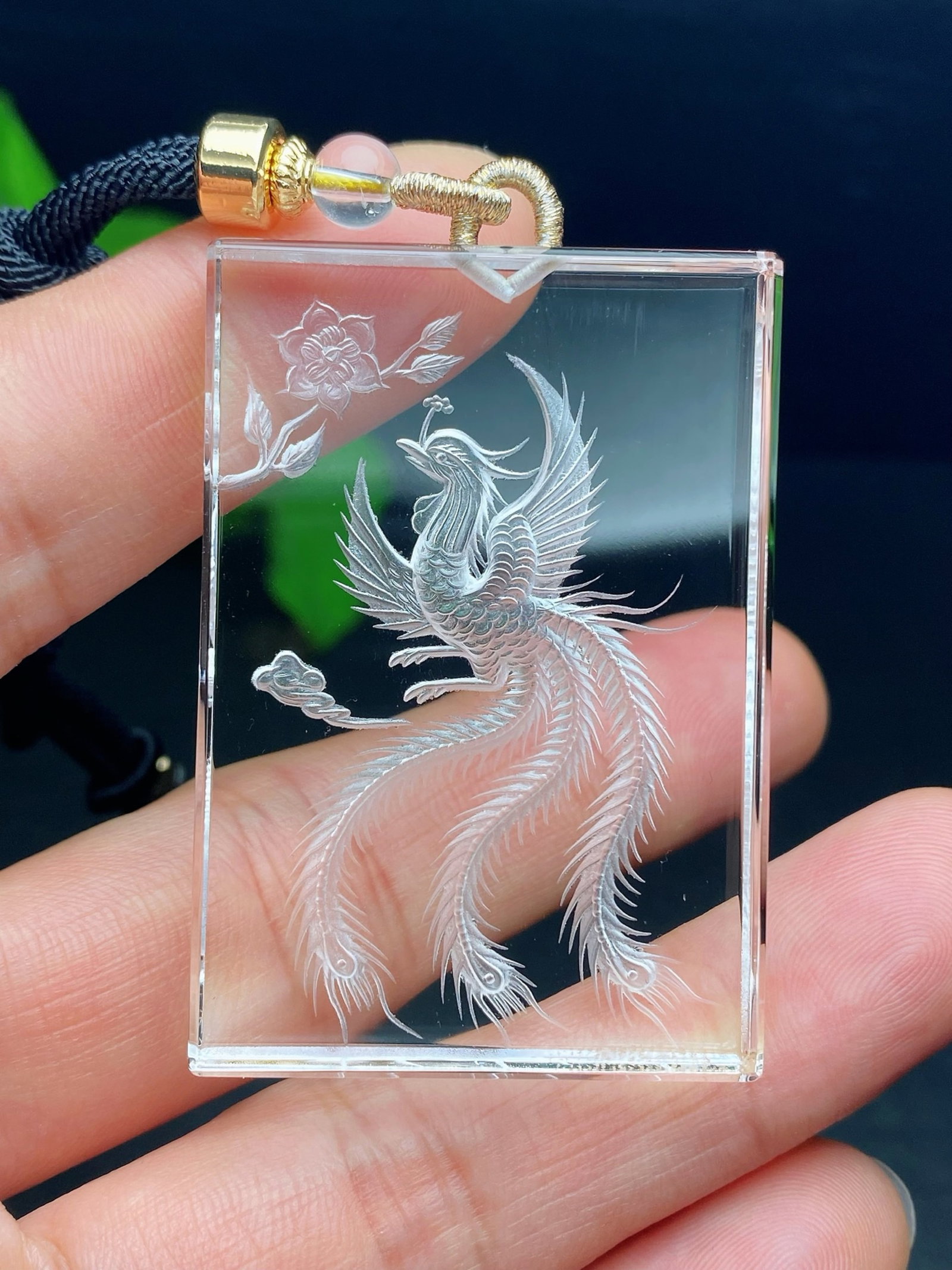 An Exquisite Crystal Phoenix Pattern Pendant - 2