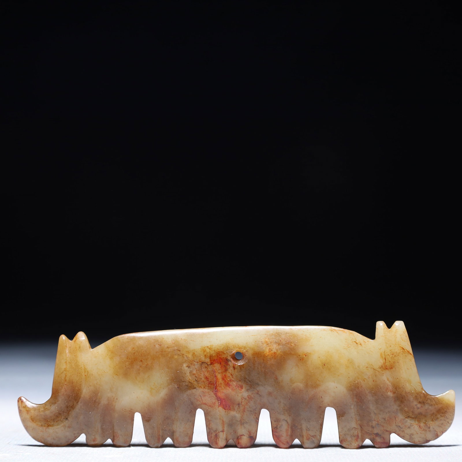 An Archaic Hongshan Culture White Jade Pendant: An Archaic Hongshan Culture White Jade Pendant,Ancient Time,China,Size:4.7inx1.2in,Weight:39.3g 红山文化白玉挂件,中国新石器