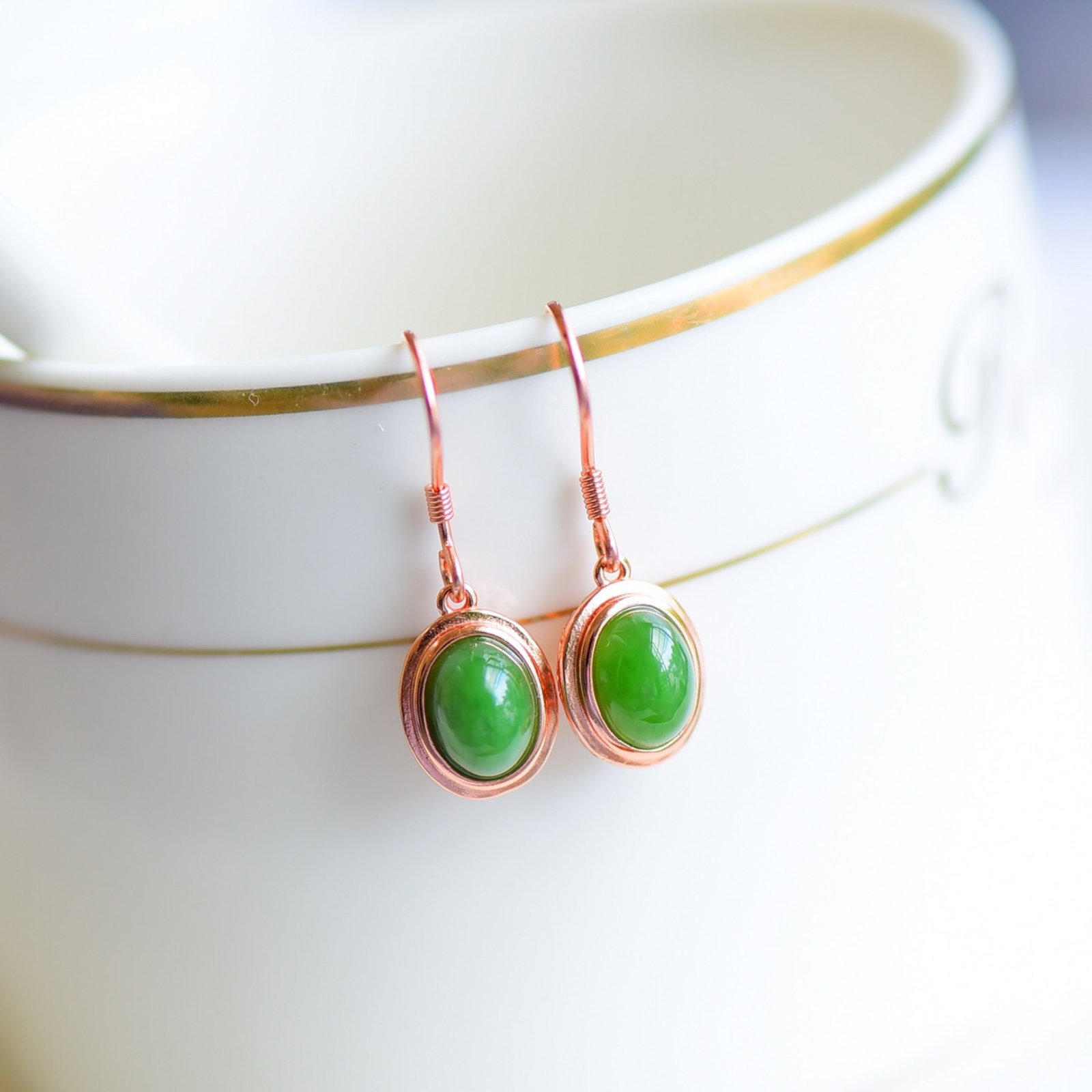 A Pair of Exquisite Sterling Silver-Gold Plated Inlaid Jasper Earrings (1 of 1)