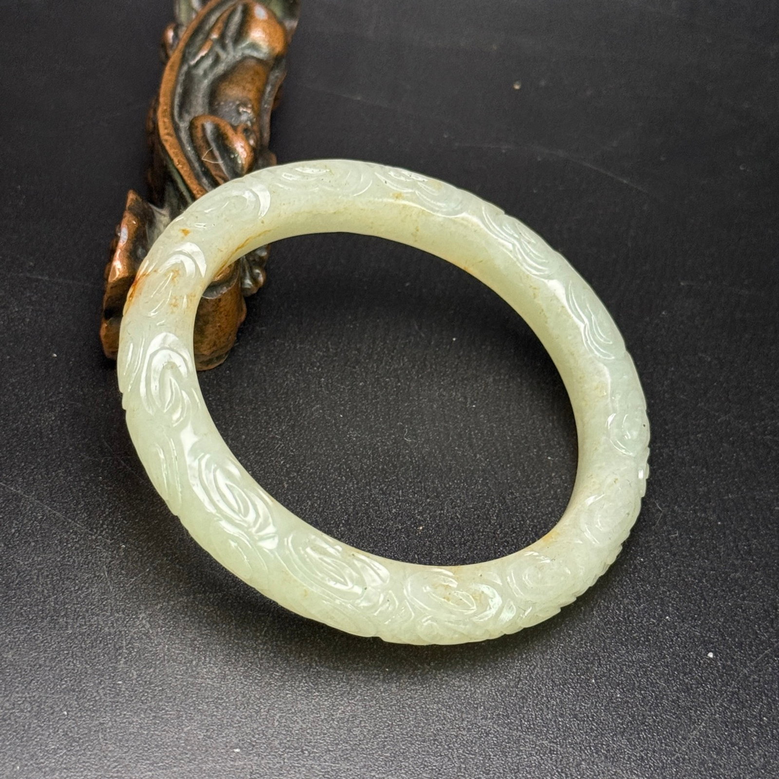 An Exquisite White Jade Auspicious Cloud Pattern Bracelets - 2