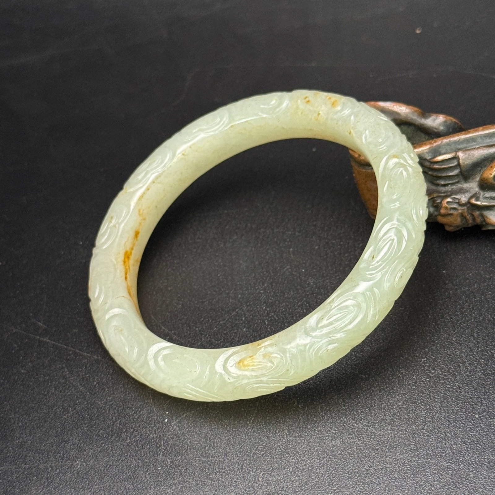 An Exquisite White Jade Auspicious Cloud Pattern Bracelets - 3