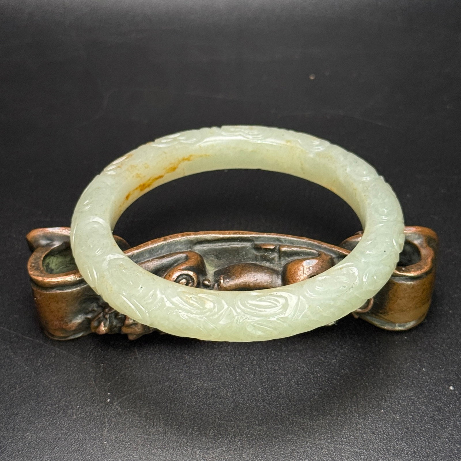 An Exquisite White Jade Auspicious Cloud Pattern Bracelets - 4