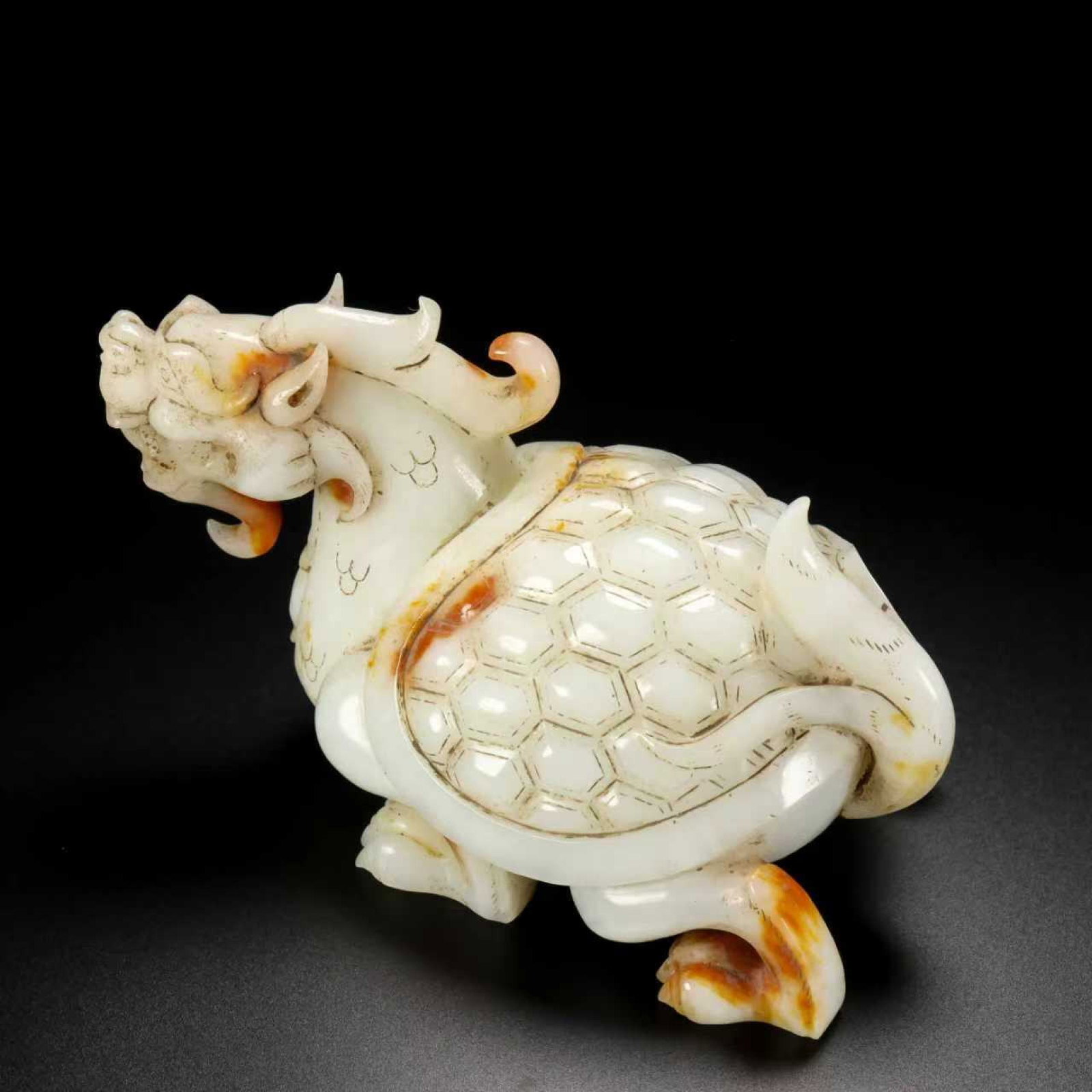 An Exquisite White Jade Dragon Turtle Ornament (1 of 9)