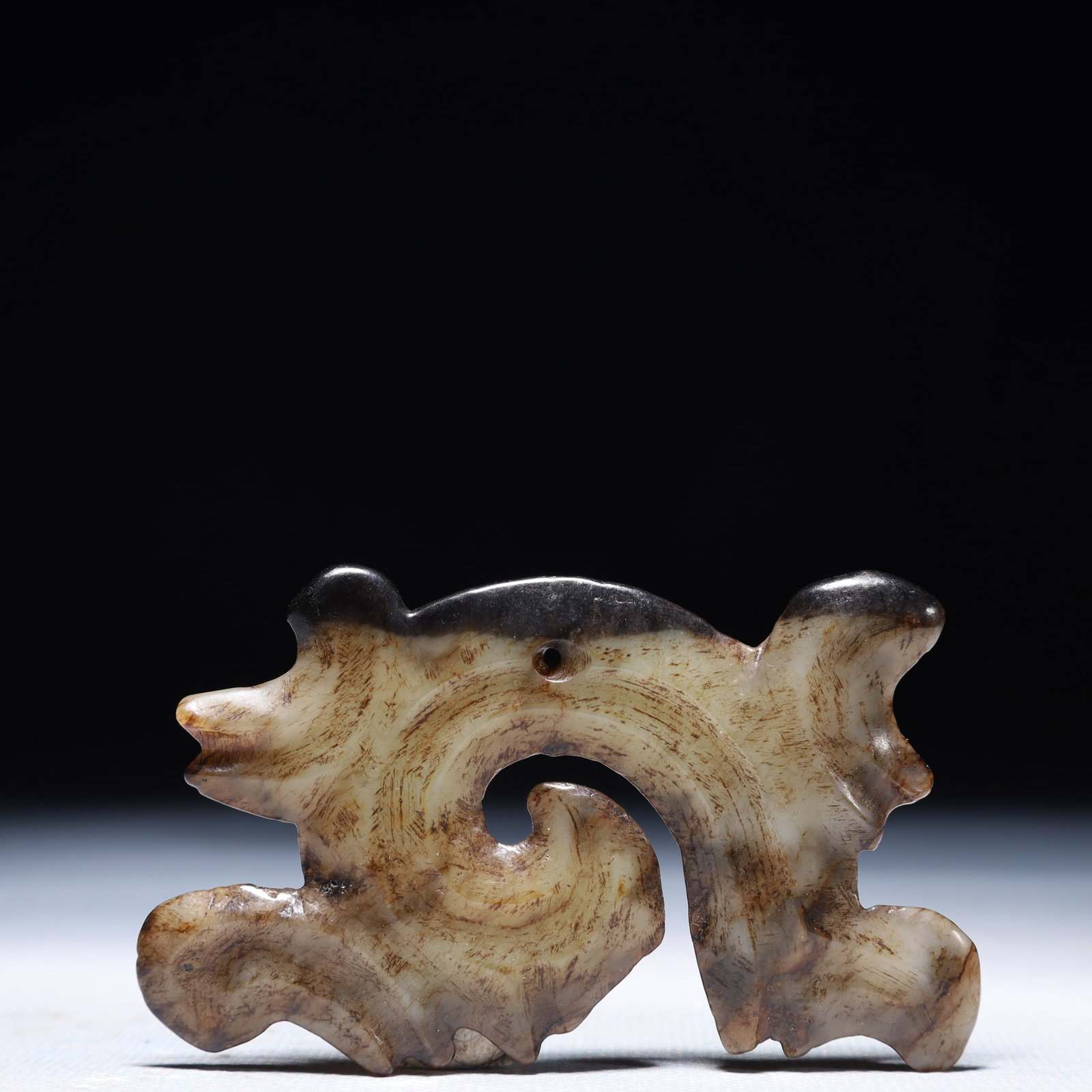 An Archaic Hongshan Culture White Jade Pendant: An Archaic Hongshan Culture White Jade Pendant,Ancient Time,China,Size:3.1inx1.8in,Weight:31.7g 红山文化白玉挂件,中国新石器