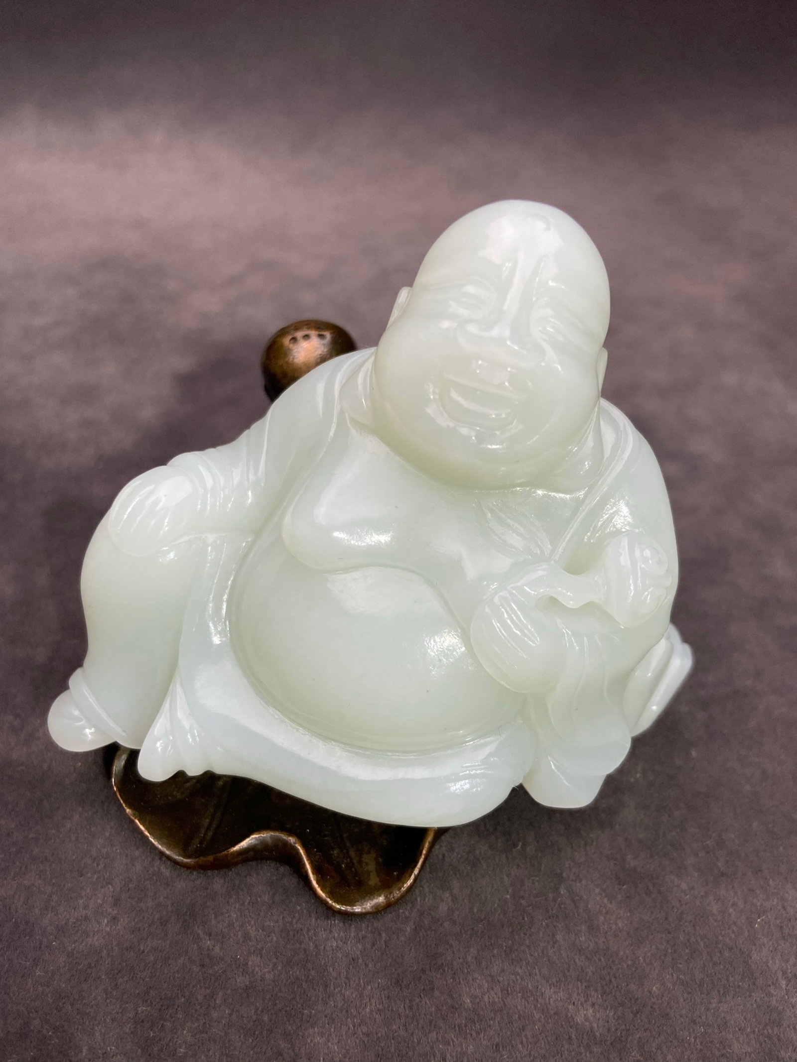 An Exquisite White Jade Statue of Maitreya Buddha Ornament: An Exquisite White Jade Statue of Maitreya Buddha Ornament,Qing Dynasty,China,Size:62mmx80mmx44.2mm,Weight:212g 白玉弥勒佛像摆件,中国清