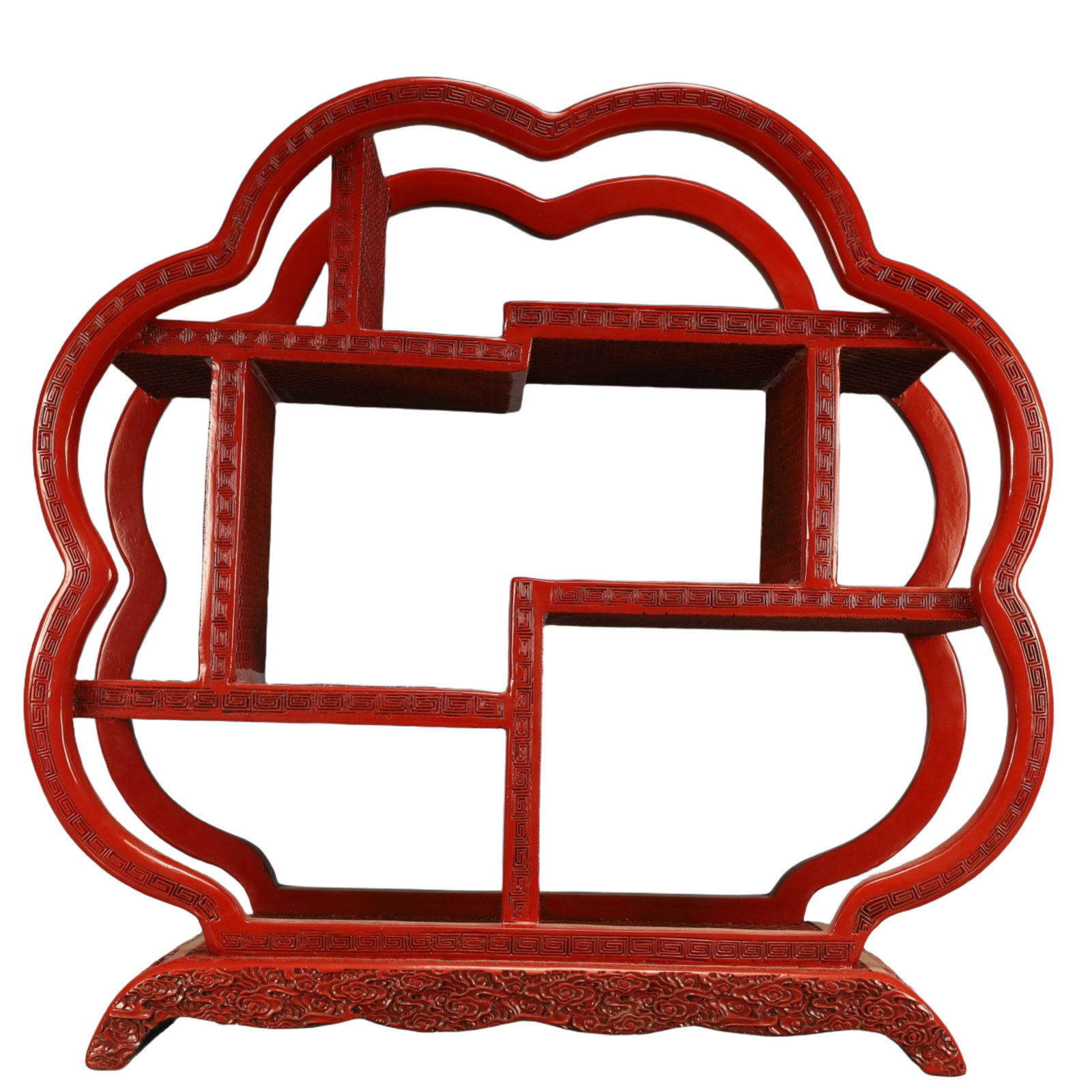 A Huge Carved Red Lacquer Crane and Deer Pattern Ornament,with an Imperial Poem by Emperor: A Huge Carved Red Lacquer Crane and Deer Pattern Ornament,with an Imperial Poem by Emperor Qianlong,Qing Dynasty, China,Size:20.5inx8.7inx20.1in,Weight:6650g 剔红漆器鹤&#