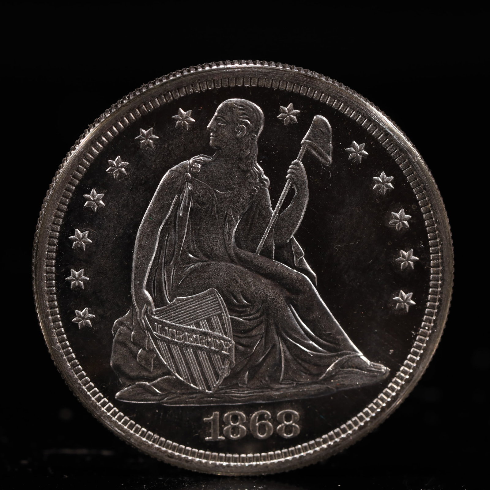 USA One Dollar 1868 Coin: American coin. IN GOD WE TRUST / LIBERTY / 1868 / UNITED STATES OF AMERICA / ONE DOL. Weight:26.9g.