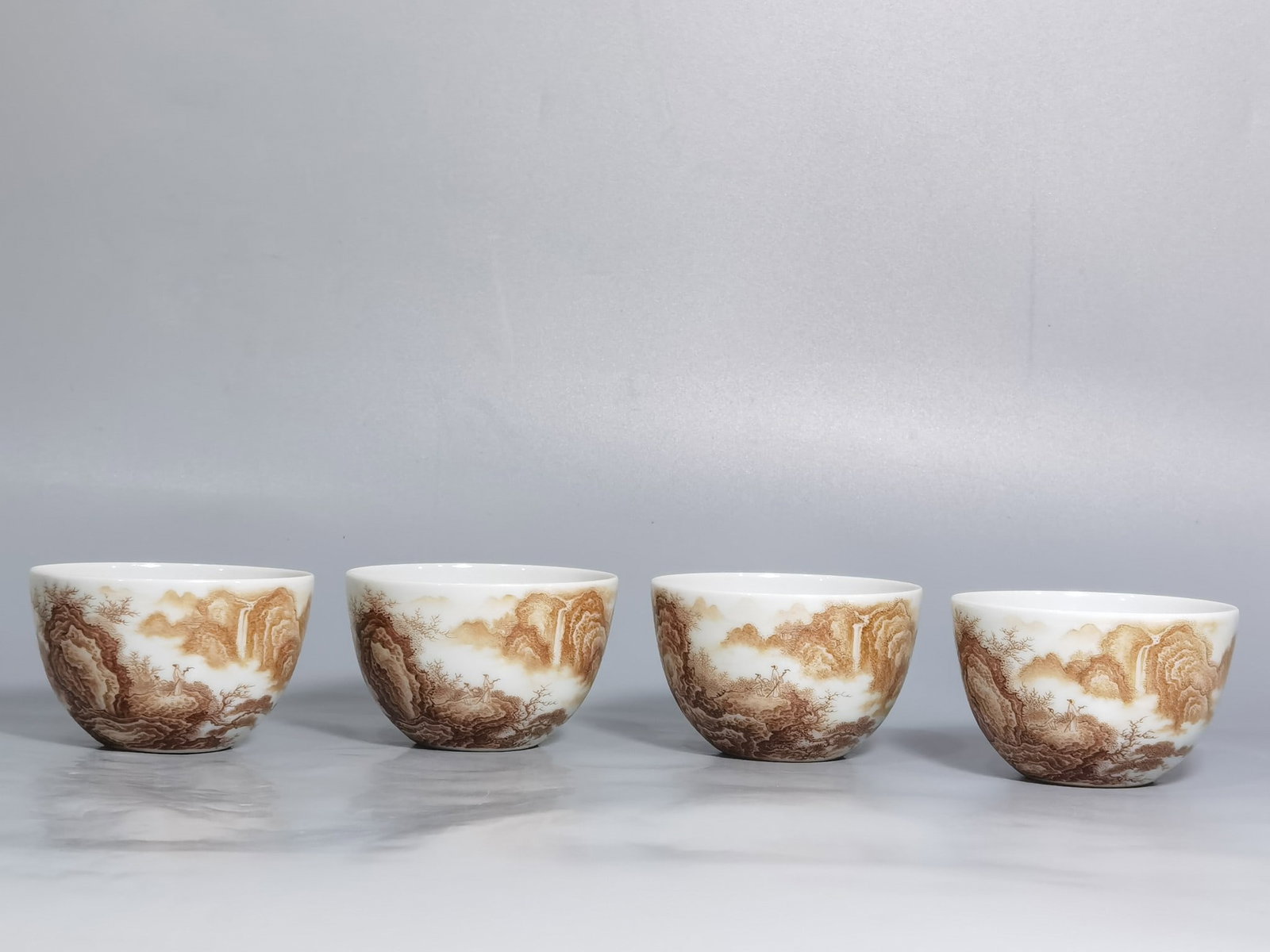 A Set of Fine Ink Color Character and Story Pattern Cups: A Set of Fine Ink Color Character and Story Pattern Cups,Qing Dynasty,China,Qianlong Six-character Mark,Size:2.5inx1.6in