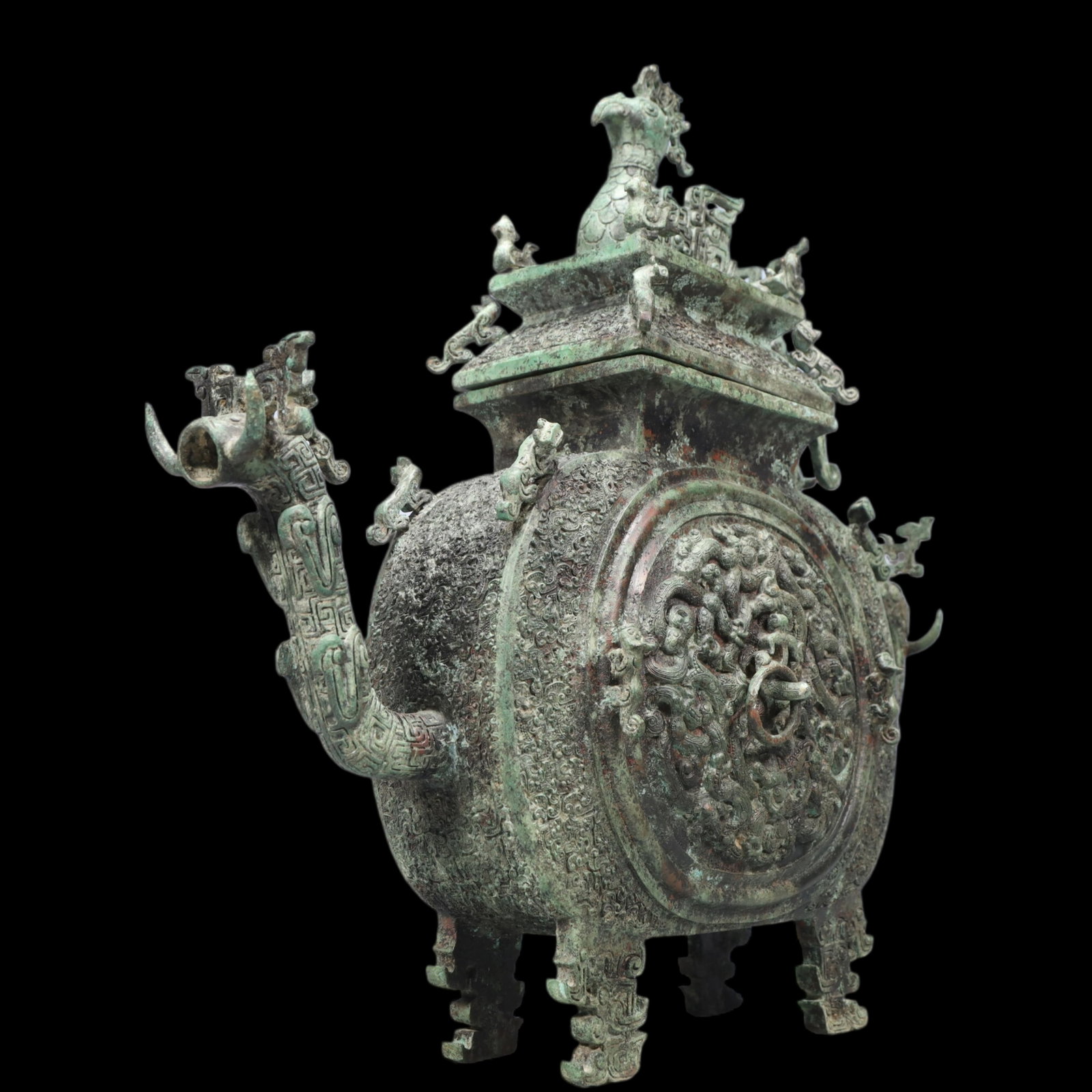 A Precious Bronze Chi-Dragon Pattern Ewer - 6