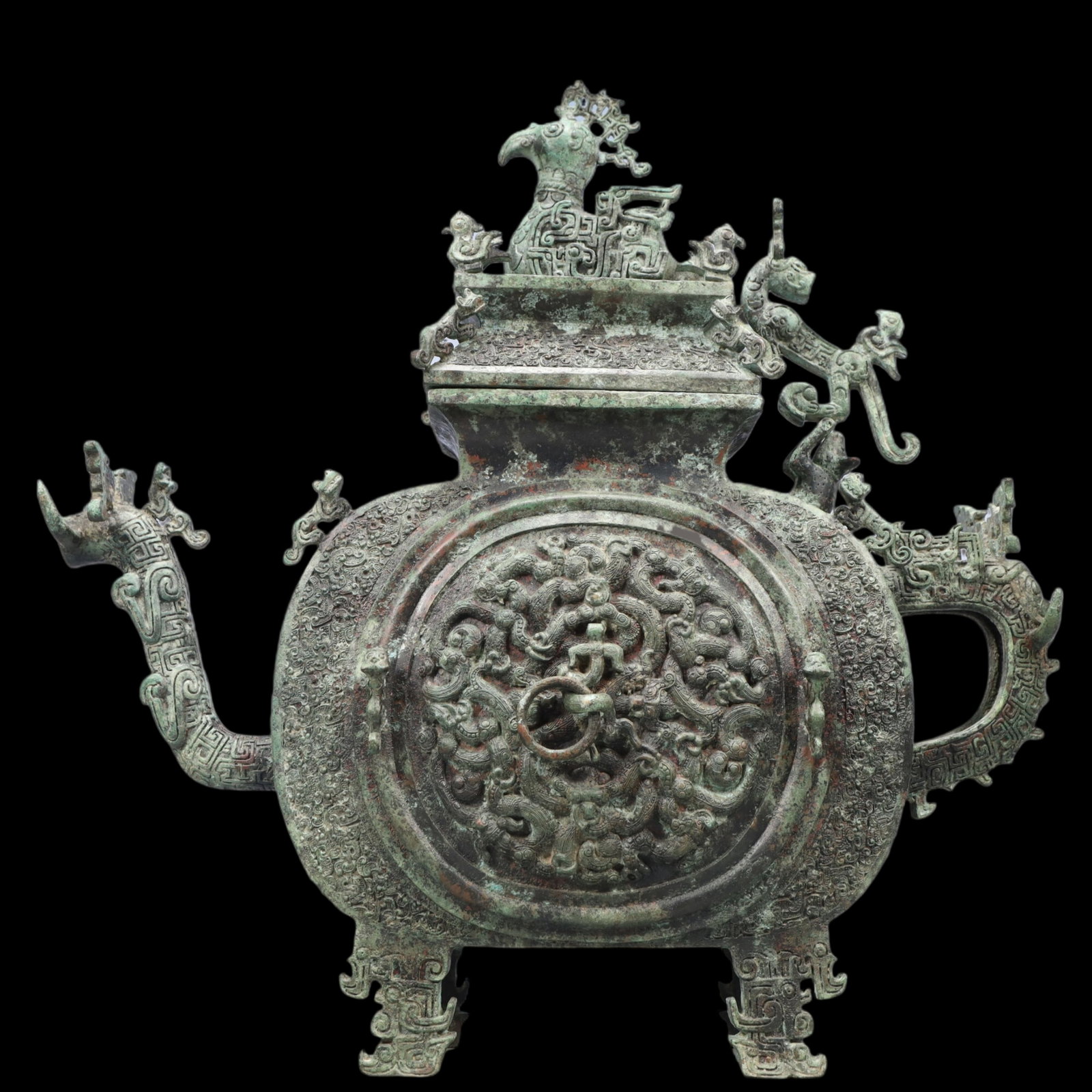 A Precious Bronze Chi-Dragon Pattern Ewer - 7