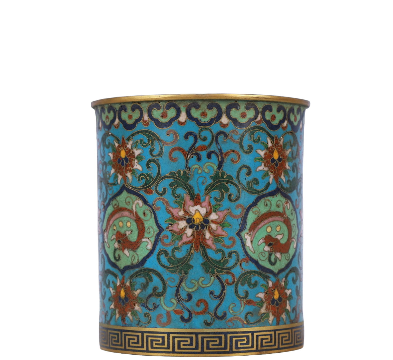 An Exquisite Cloisonne Lotus Pattern Brush Pot - 2