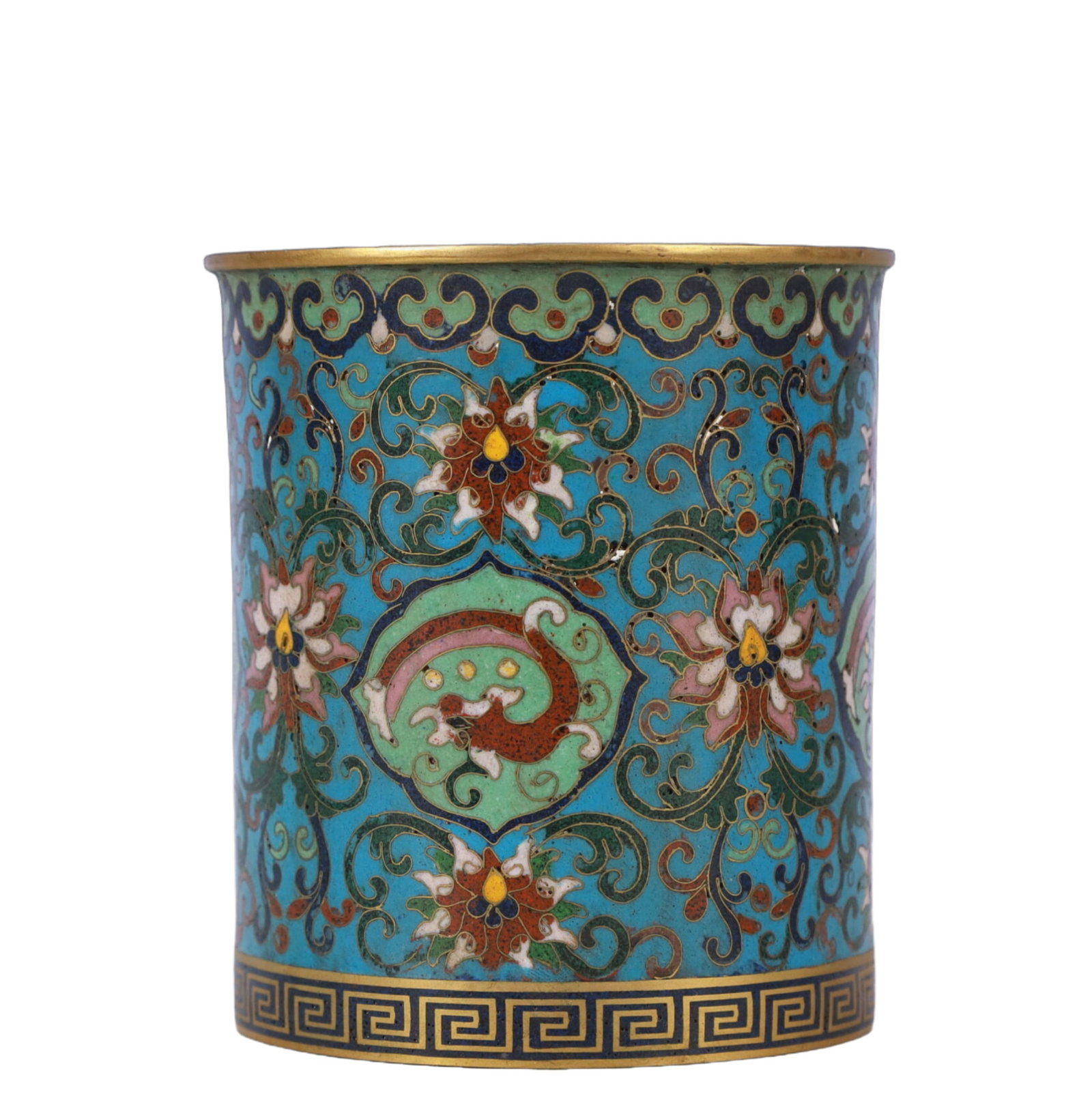 An Exquisite Cloisonne Lotus Pattern Brush Pot - 4