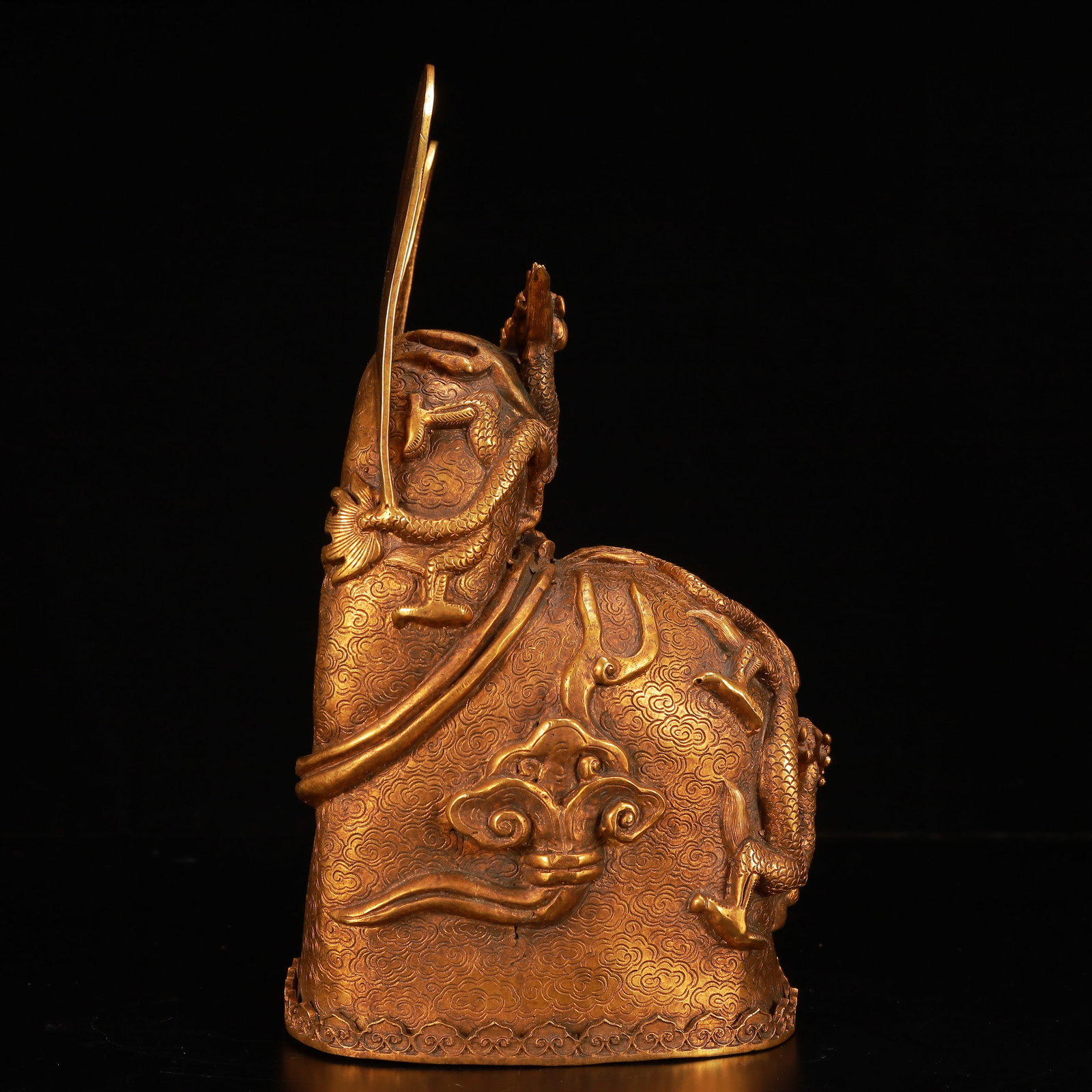 An Exquisite Gilt Bronze Dragon Pattern Hat - 8