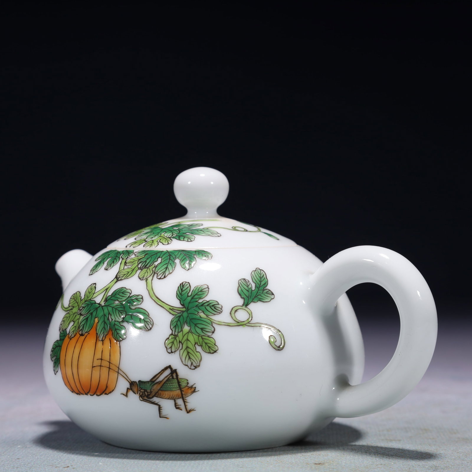 An Exquisite Enamel Pumpkin Pattern Teapot - 2