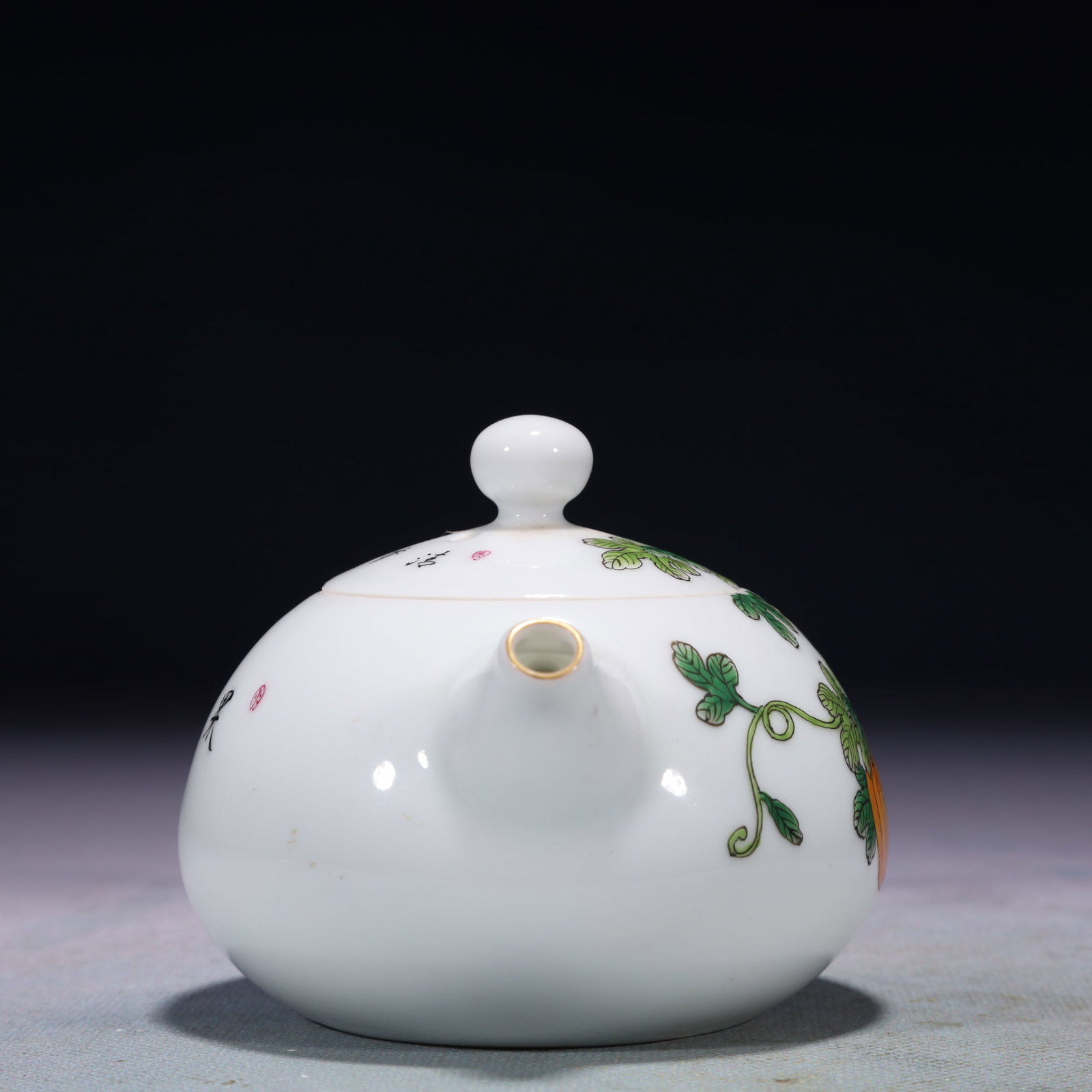 An Exquisite Enamel Pumpkin Pattern Teapot - 7