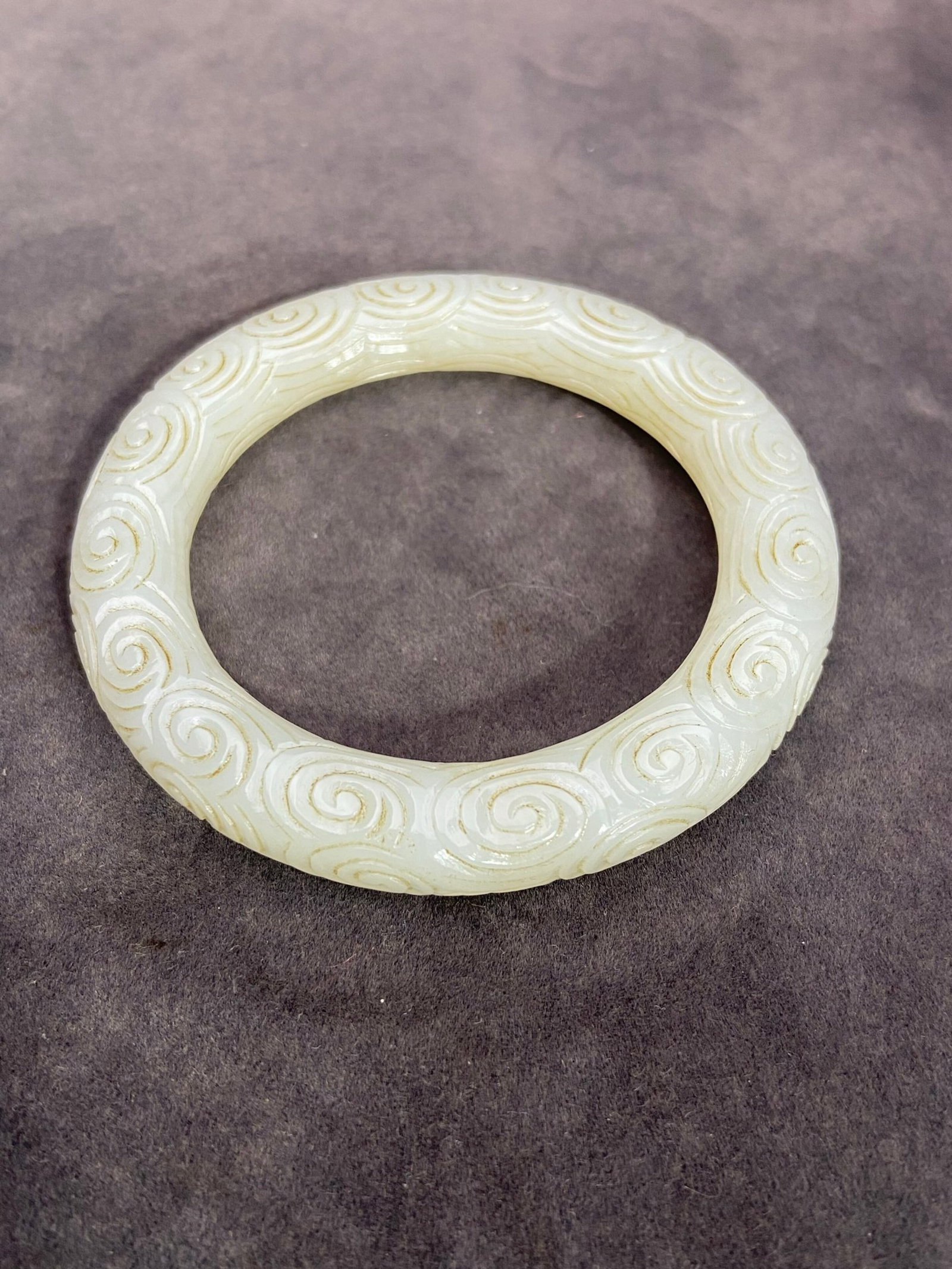 An Exquisite White Jade Auspicious Cloud Pattern Bracelets - 7