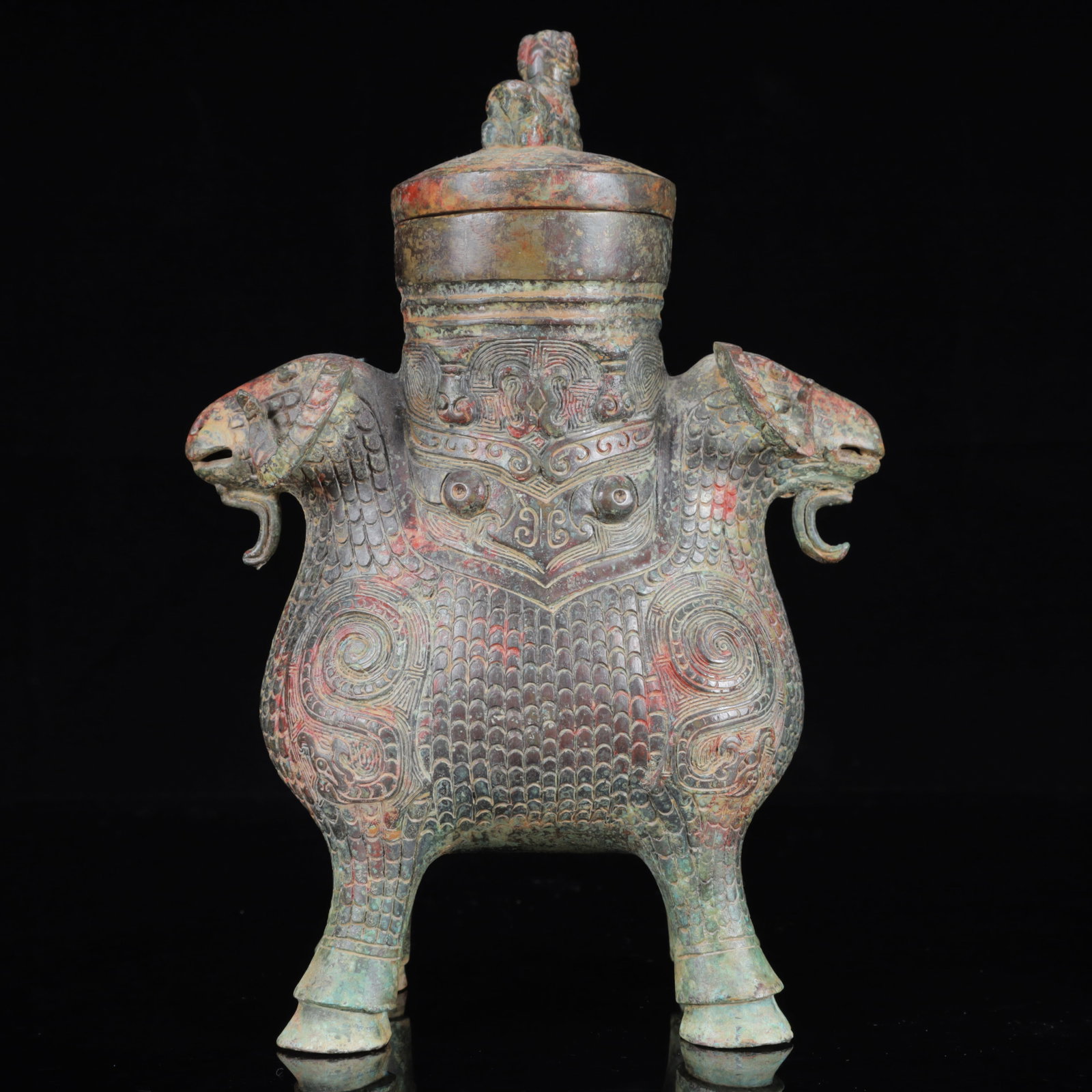 An Archaic Bronze Beast-Face Pattern Sheep Pot - 11