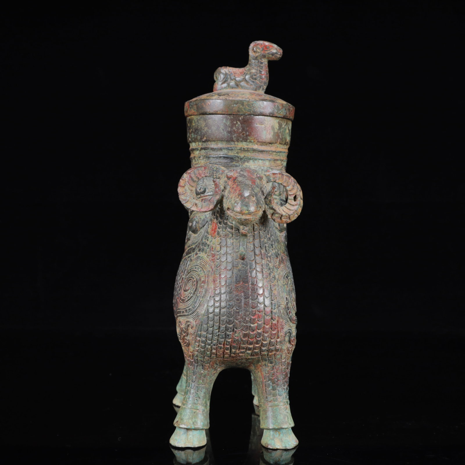 An Archaic Bronze Beast-Face Pattern Sheep Pot - 15