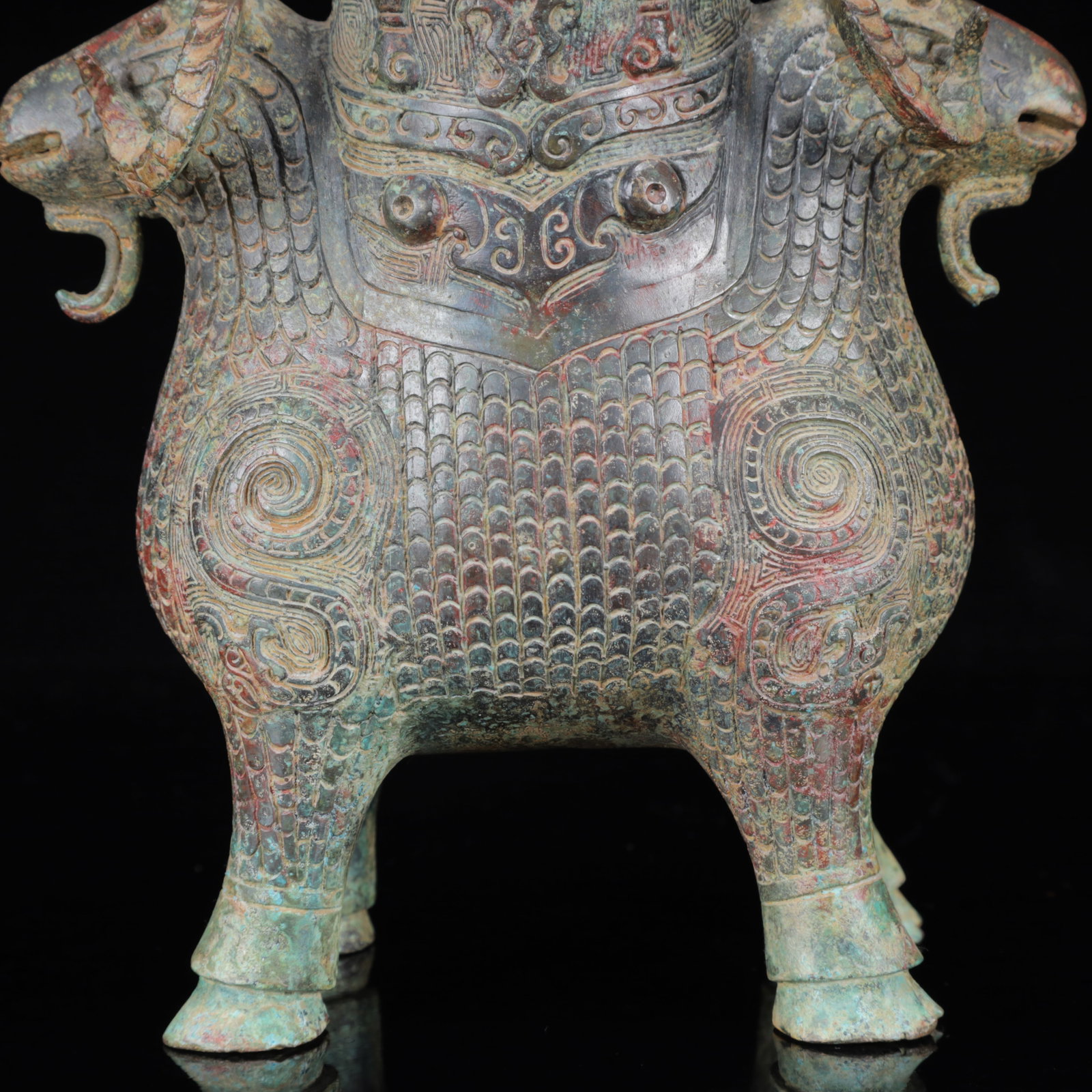 An Archaic Bronze Beast-Face Pattern Sheep Pot - 3