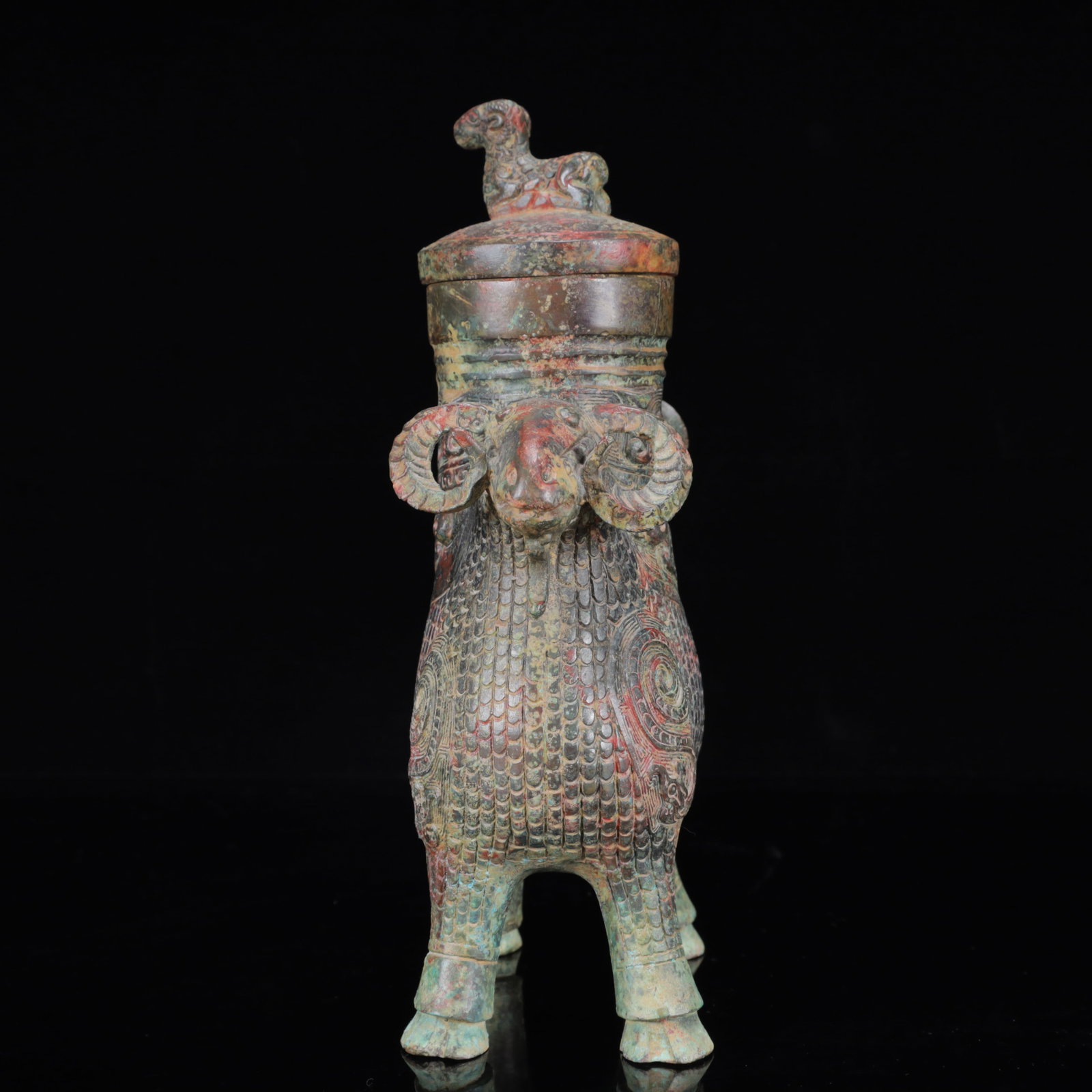 An Archaic Bronze Beast-Face Pattern Sheep Pot - 7