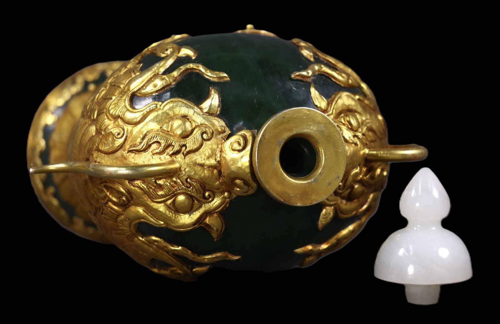 An Exquisite Jasper Gilt Fish Pattern Bottle - 7