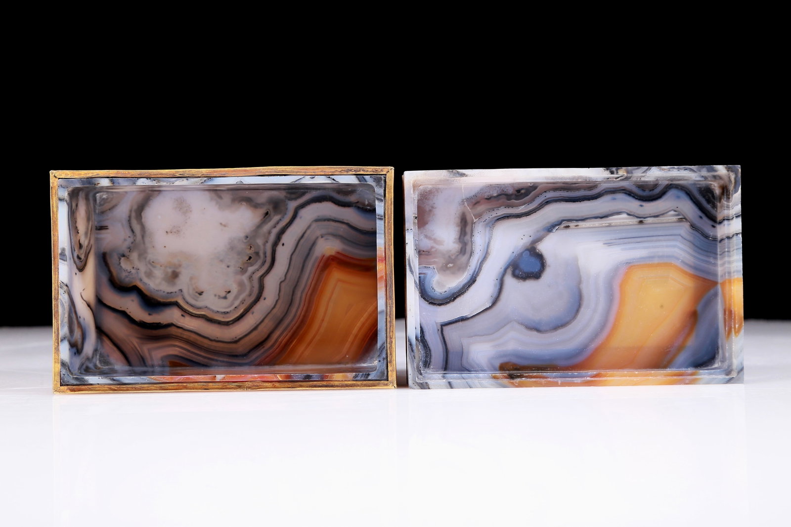 An exquisite agate gold-plated floral pattern box - 7