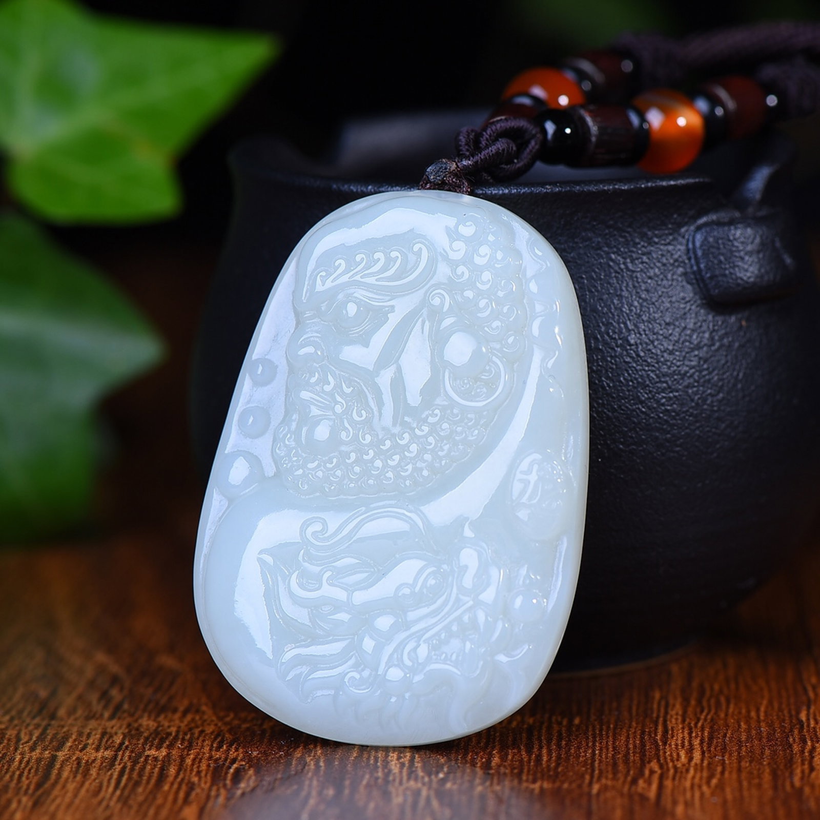 An Exquisite White Jade Arhat Pattern Pendant - 2