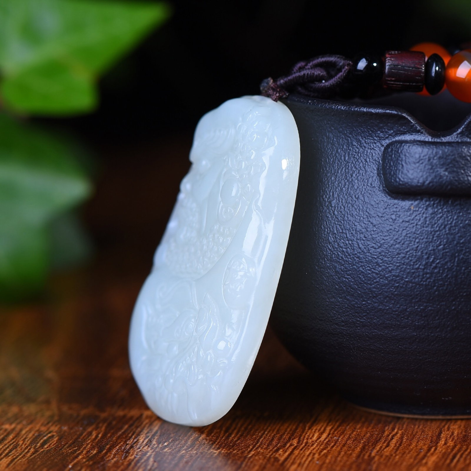 An Exquisite White Jade Arhat Pattern Pendant - 3