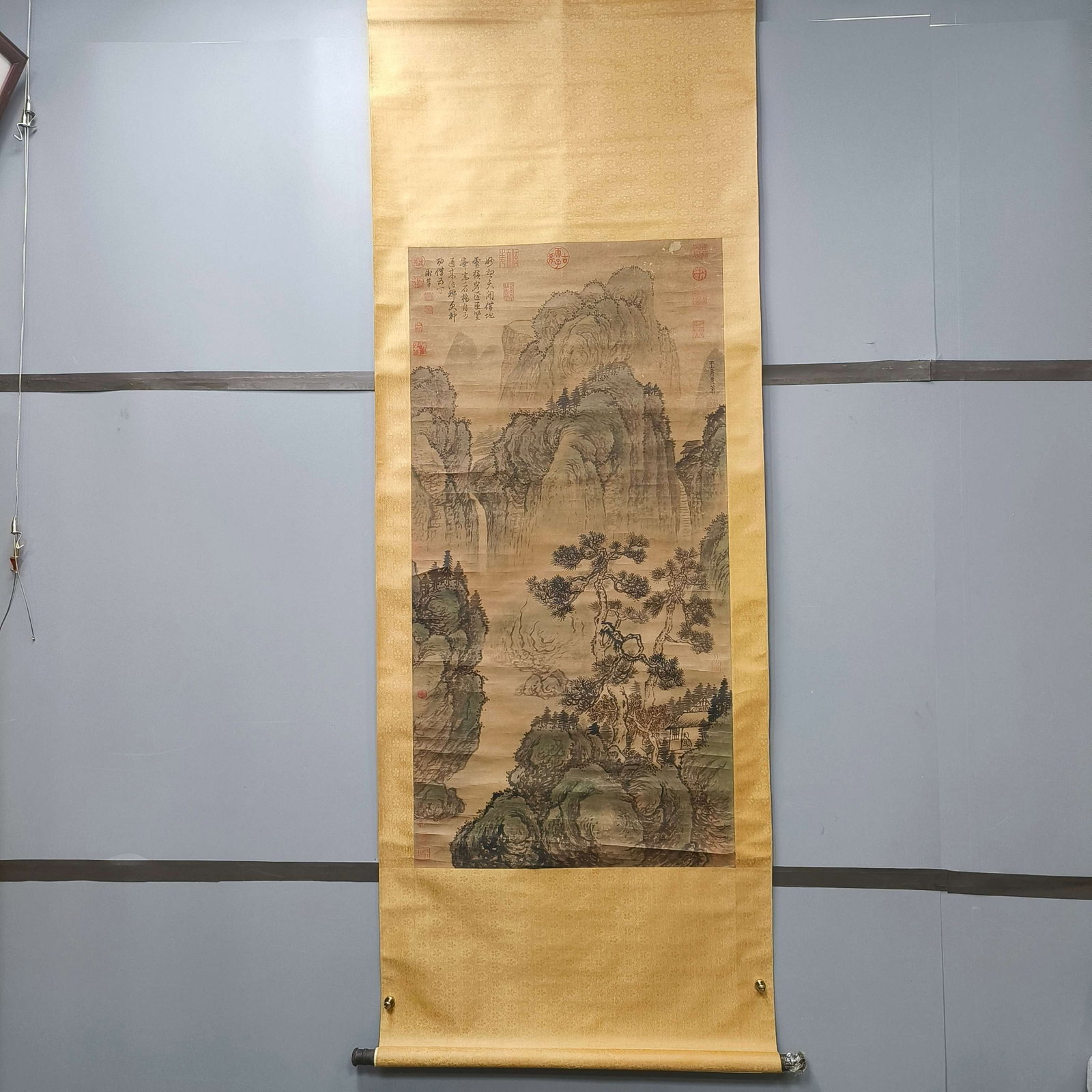 A Chinese Vertical Scroll Ink Painting of Landscape on Paper