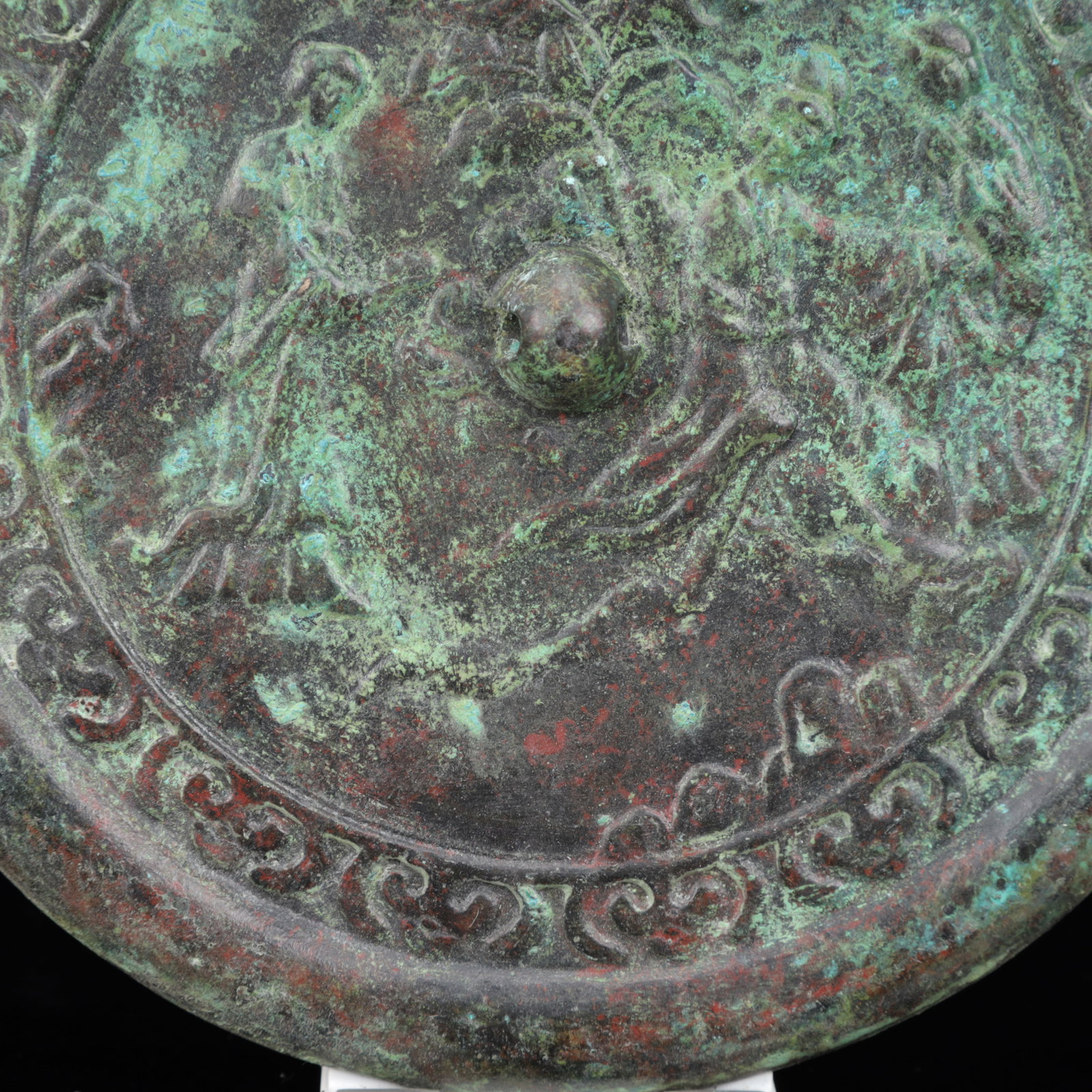 An Archaic Bronze Landscape Pattern Round Mirror - 5