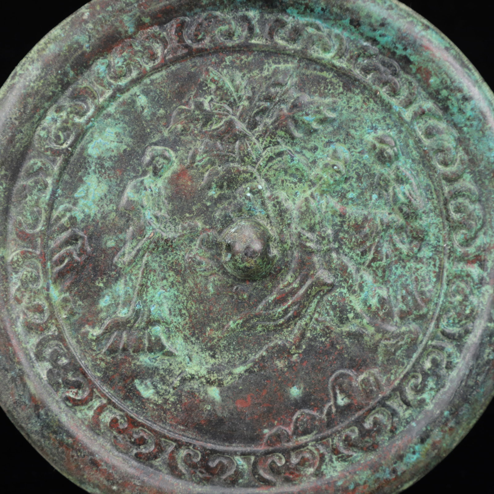 An Archaic Bronze Landscape Pattern Round Mirror - 6