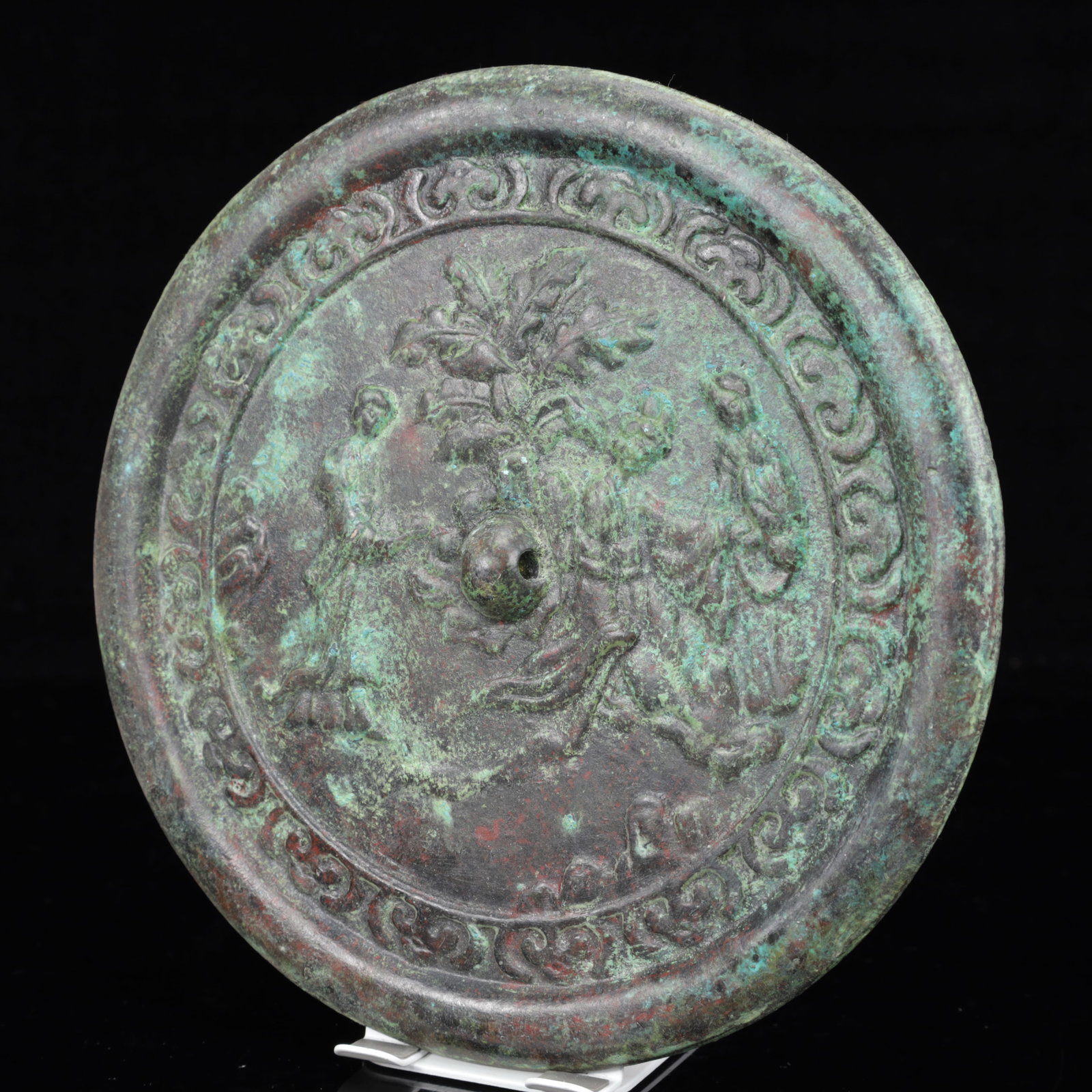 An Archaic Bronze Landscape Pattern Round Mirror - 7