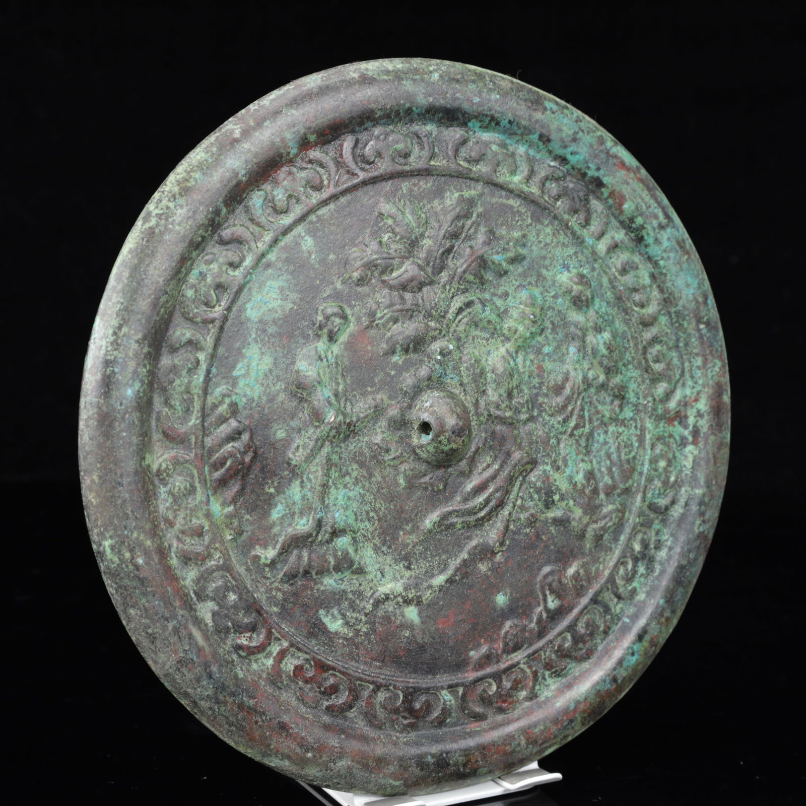 An Archaic Bronze Landscape Pattern Round Mirror - 8