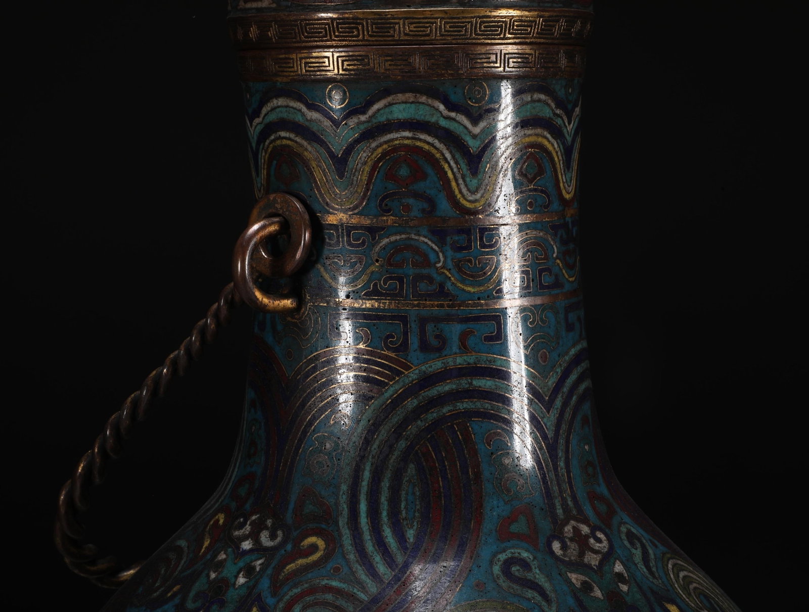 An Exquisite Cloisonne Beast-Face Pattern Loop-Handled Pot - 7