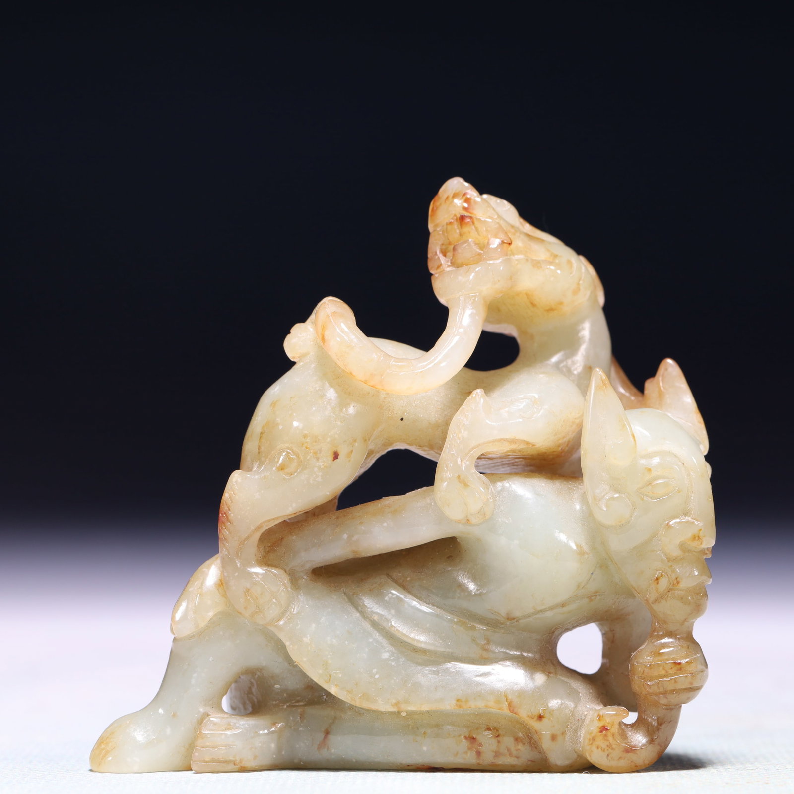 An Exquisite White Jade Beast Ornament