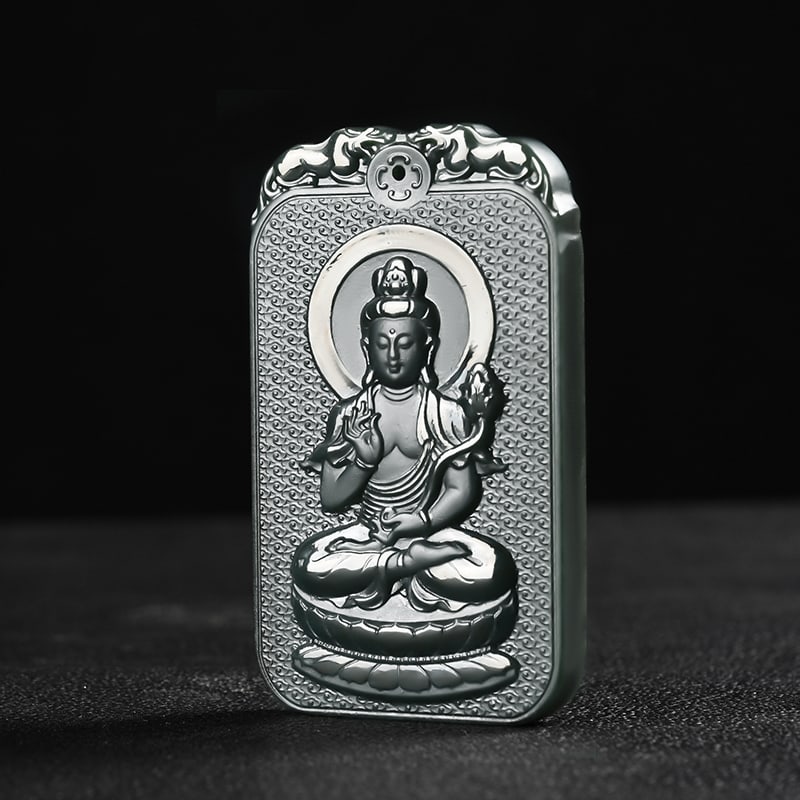 An Exquisite Cyan jade Statue of Bodhisattva Pendant: An Exquisite Cyan jade Statue of Bodhisattva Pendant,Size:2.7inx1.6inx0.3in 青玉菩萨像挂件