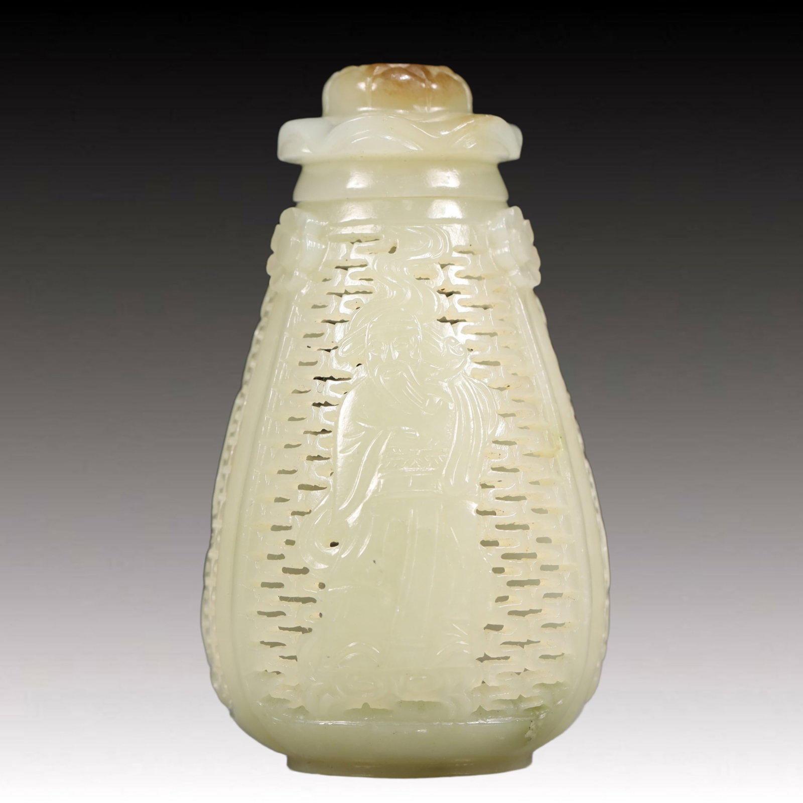 An Exquisite White Jade Figure Pattern Censer