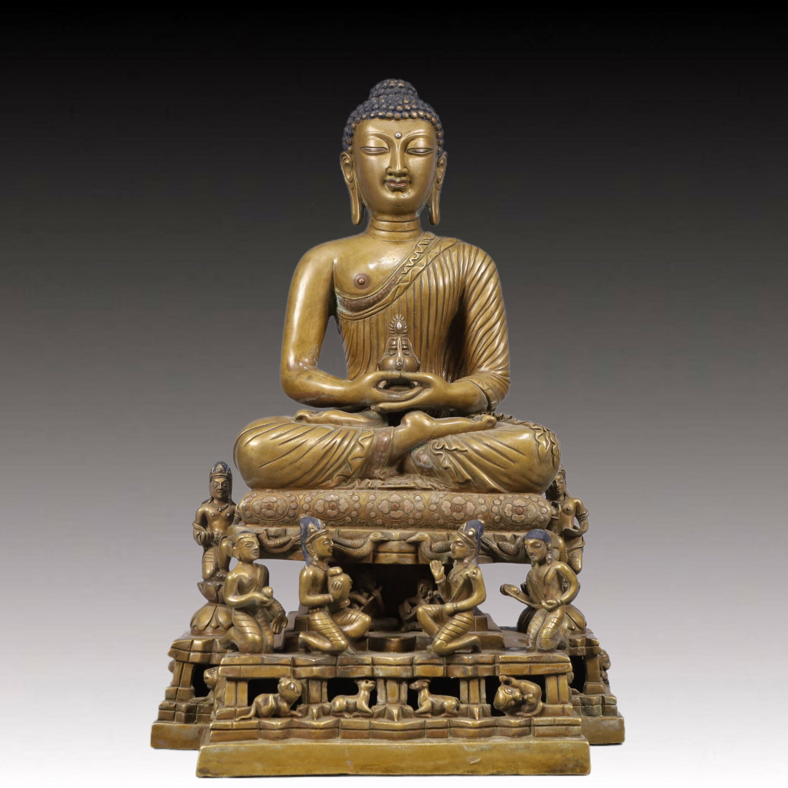 A Solemn Gilt Bronze Statue of Sakyamuni, With Inscription (1 of 10)