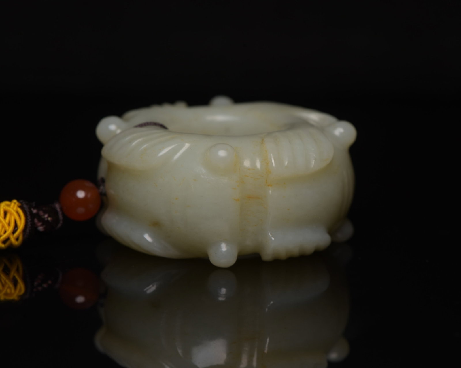 An Exquisite White Jade Cicada Pattern Thumb Ring - 4