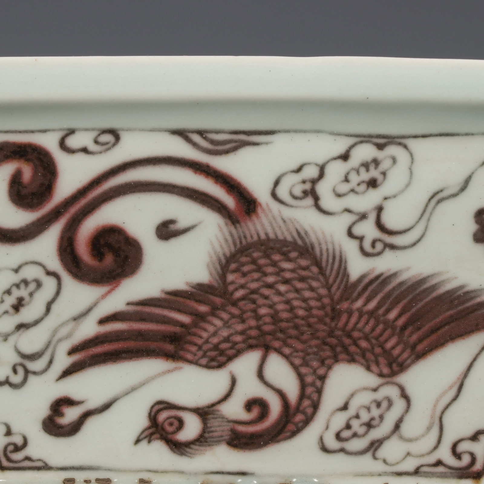 An Exquisite Underglaze-Red Auspicious Cloud and Phoenix Pattern Tripod Basin - 3
