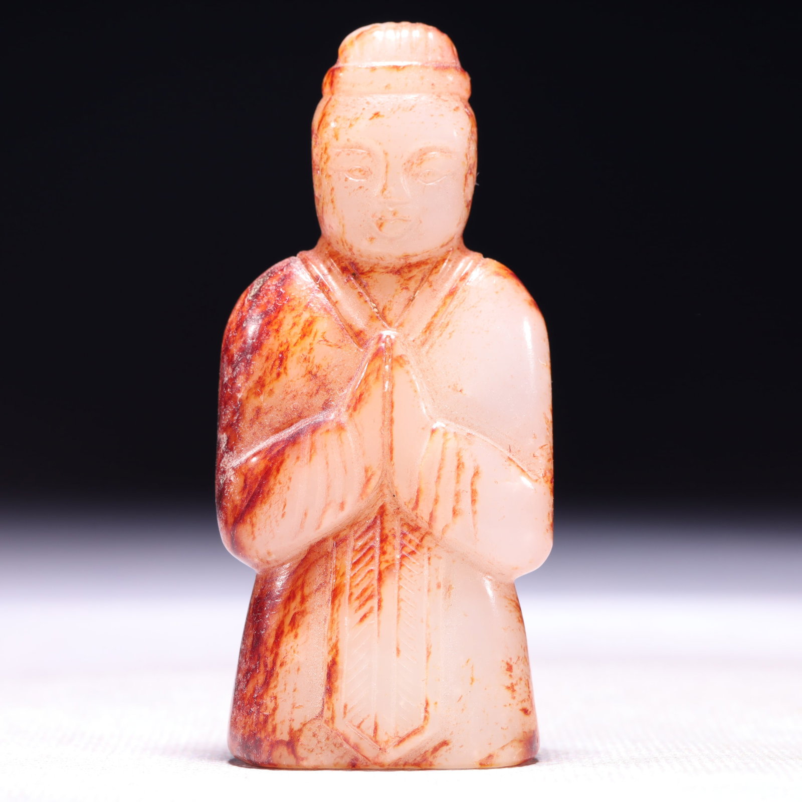 An Exquisite White Jade Figure Ornament: An Exquisite White Jade Figure Ornament,Qing Dynasty,China,Size:1.4inx0.8inx3.1in,Weight:95g 白玉人物摆件,中国清代