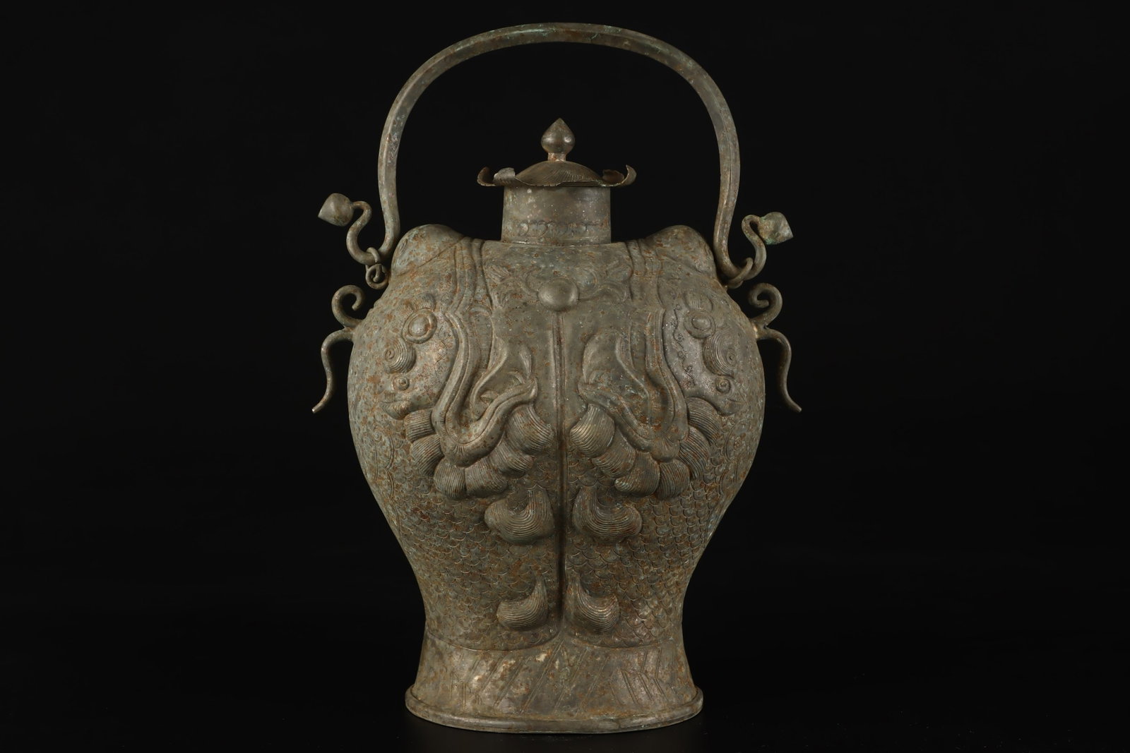 An Exquisite Silver Fish Pattern Loop-Handled Pot - 3