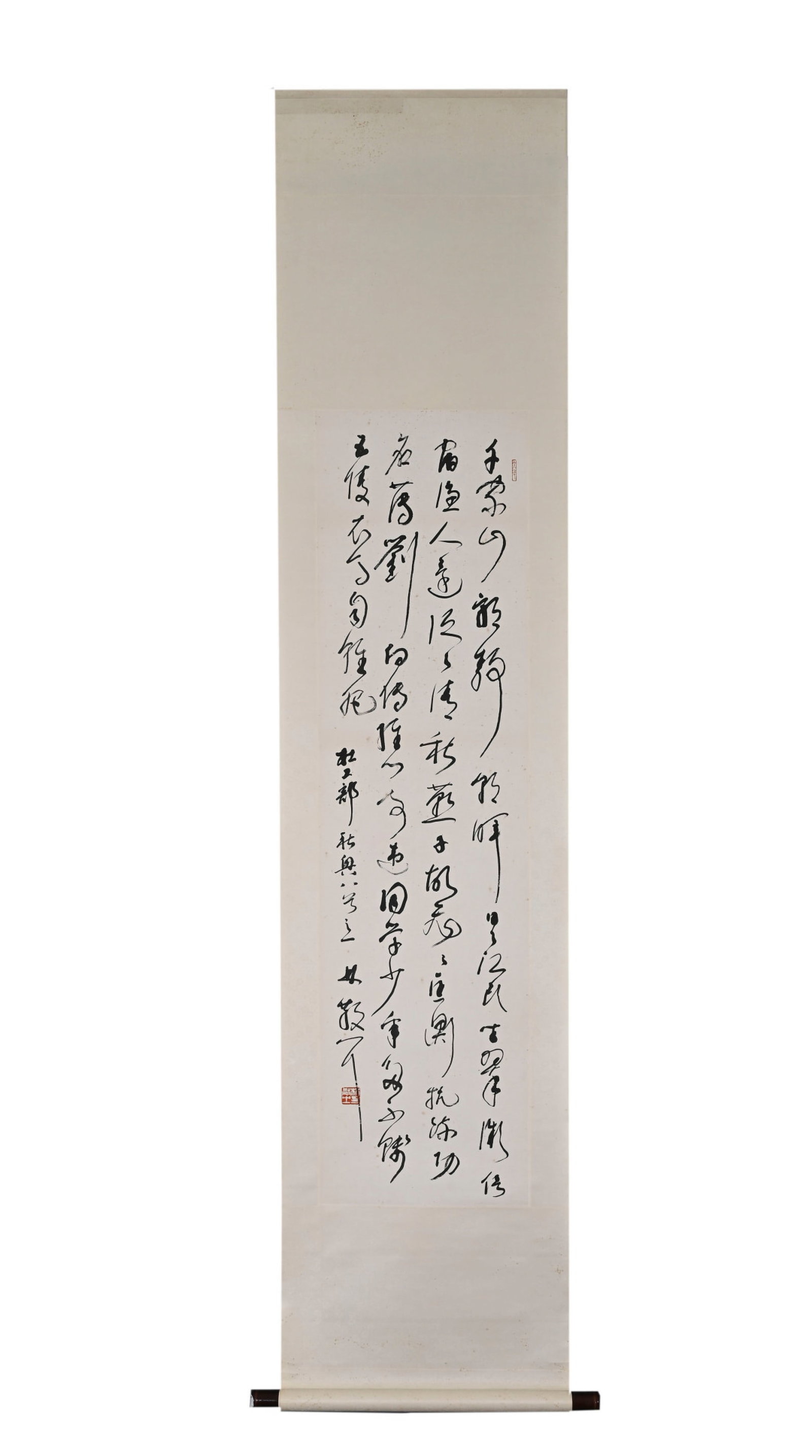 A Chinese Vertical Scroll Ink Calligraphy on Paper