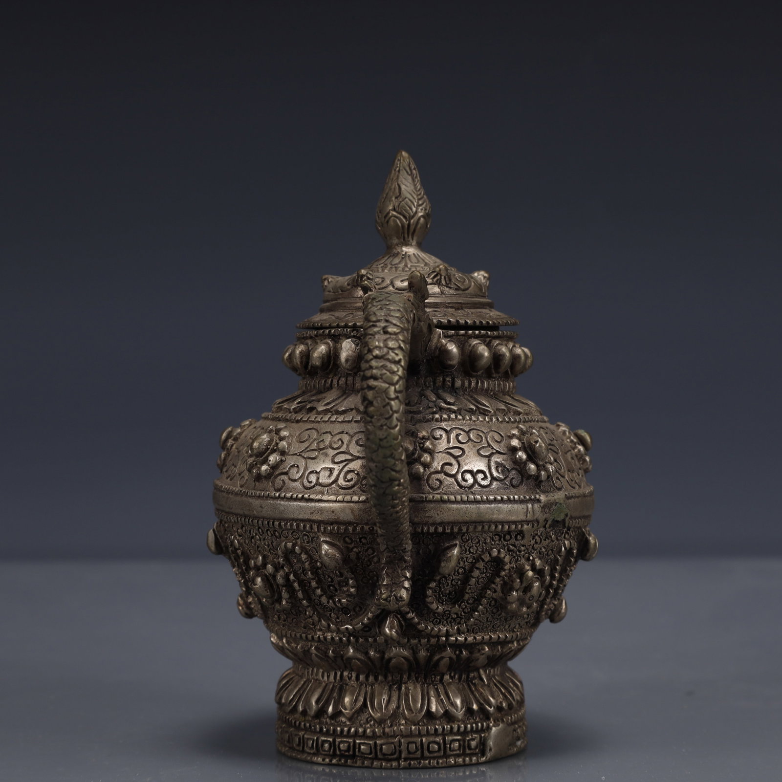 An Exquisite Silver-Plated Bronze Dragon Pattern Ewer - 4
