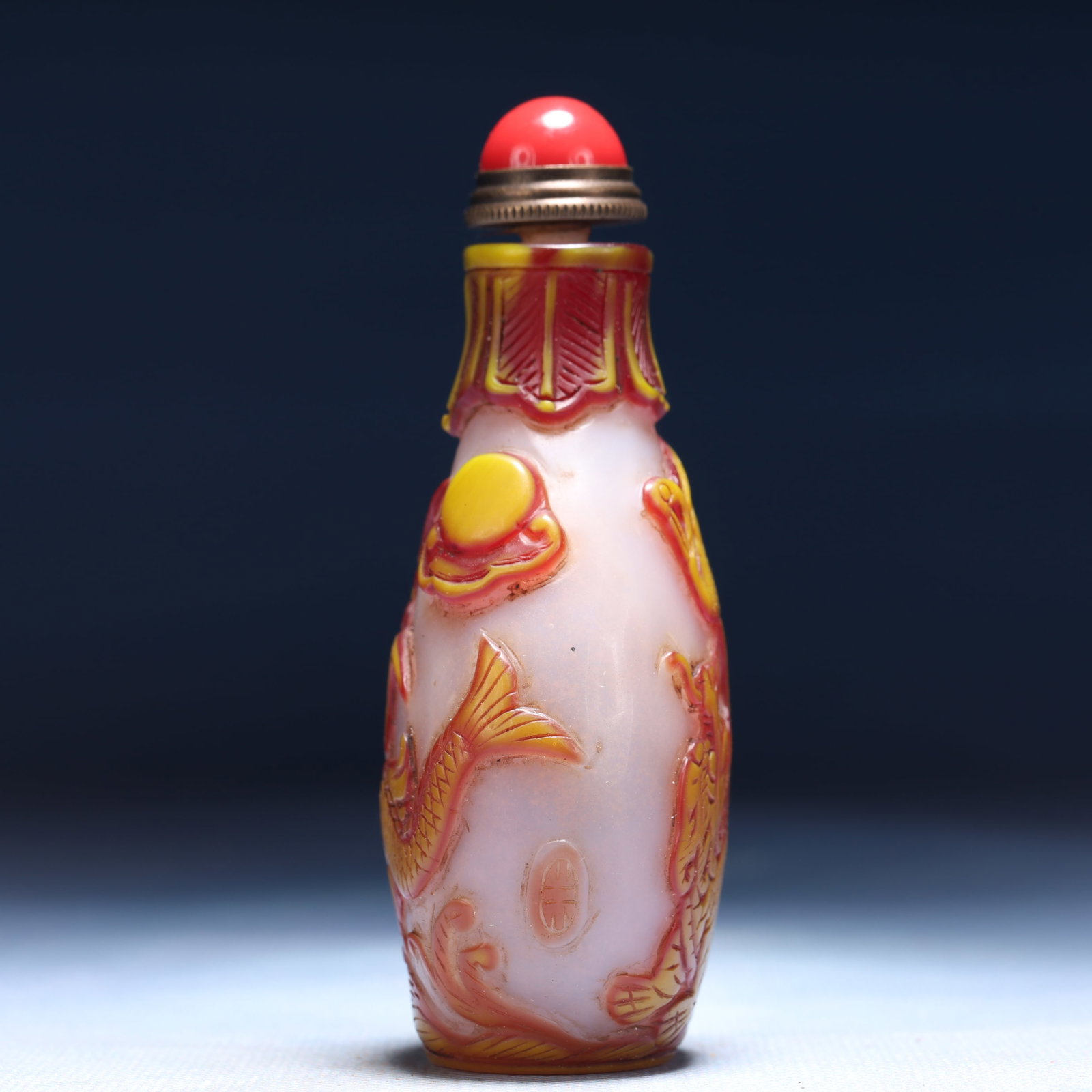 An Exquisite Glass Dragon Pattern Snuff Bottle - 3