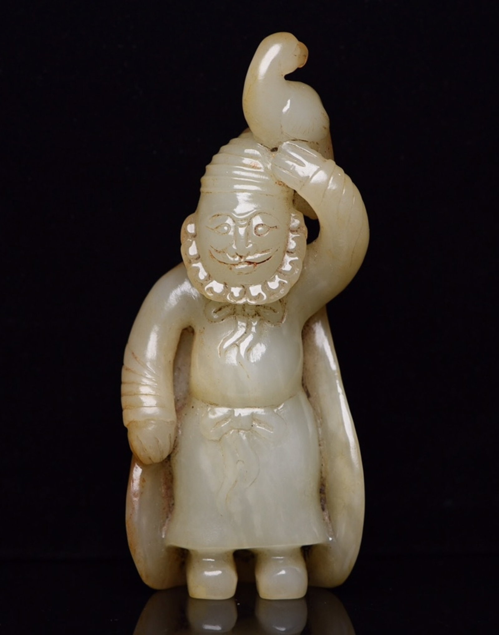 An Exquisite White Jade Figure Ornament: An Exquisite White Jade Figure Ornament,Qing Dynasty,China,Size:3.9inx1.6inx0.8in,Weight:113g 白玉人物摆件,中国清代