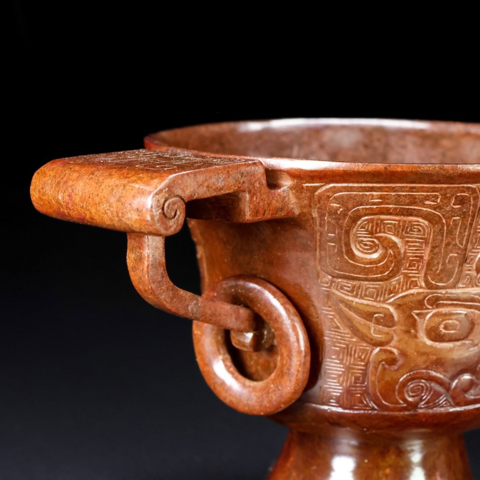 An Exquisite Archaic Jade Beast-Face Pattern Cup - 8